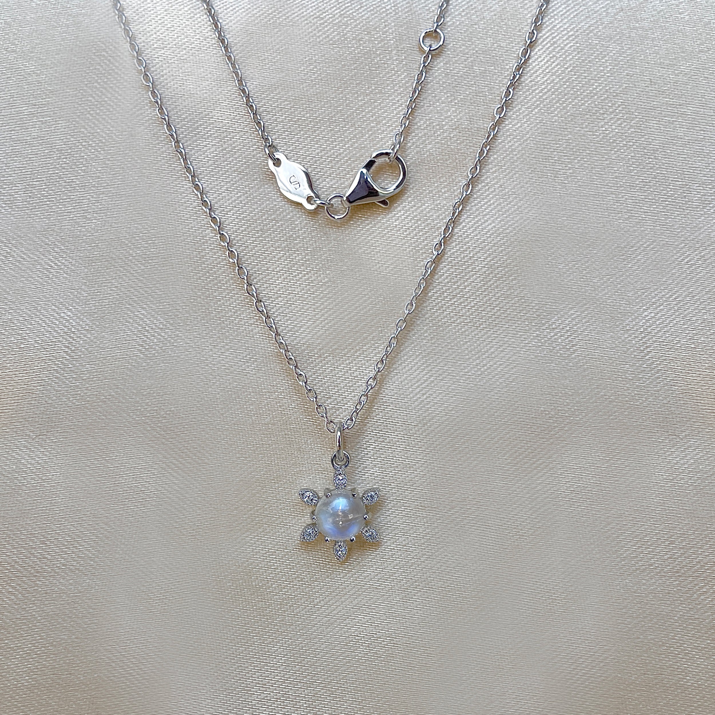 Moonstone & White Topaz Necklace-(RBM-SN-75.)