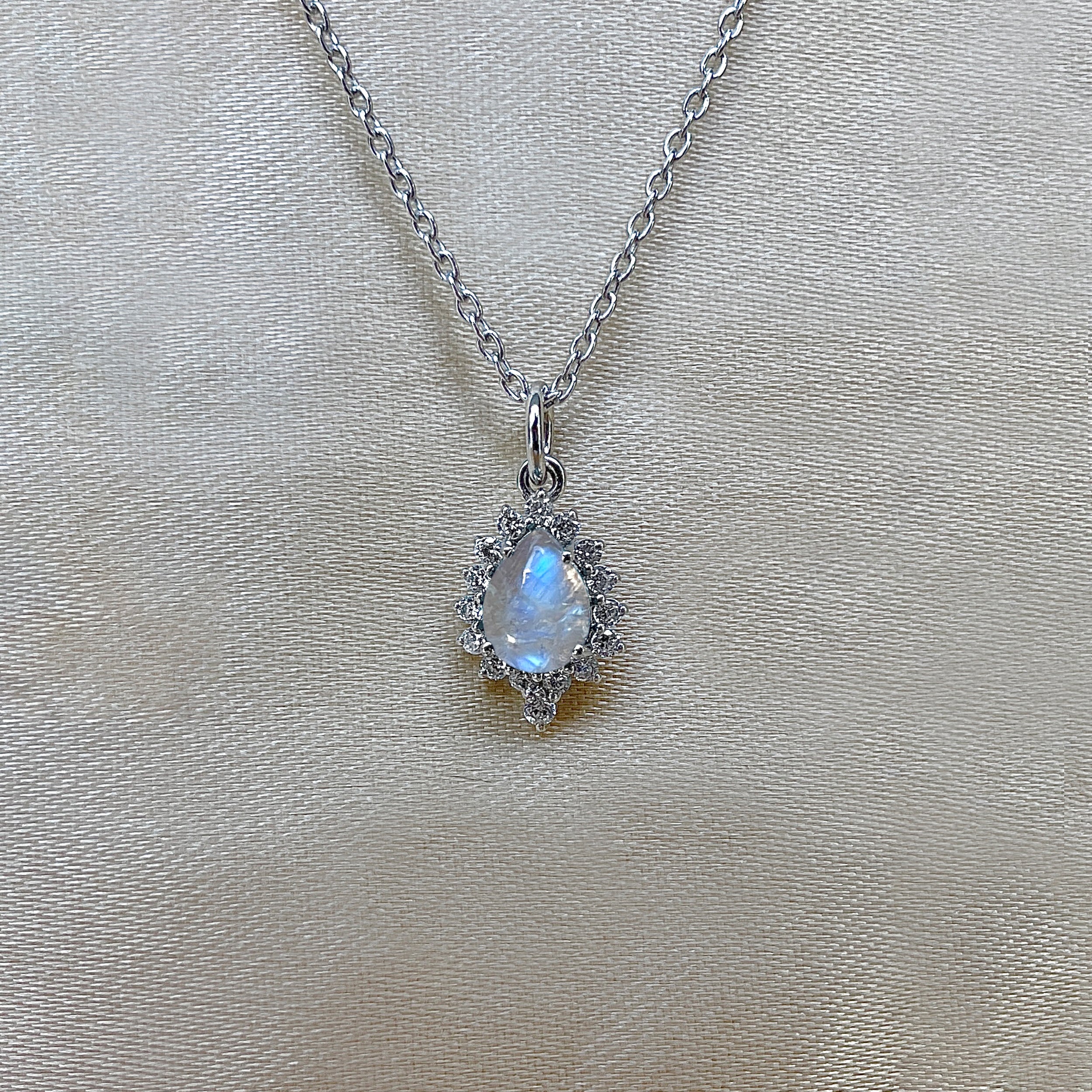 Moonstone & White Topaz Necklace-(RBM-SN-79.)