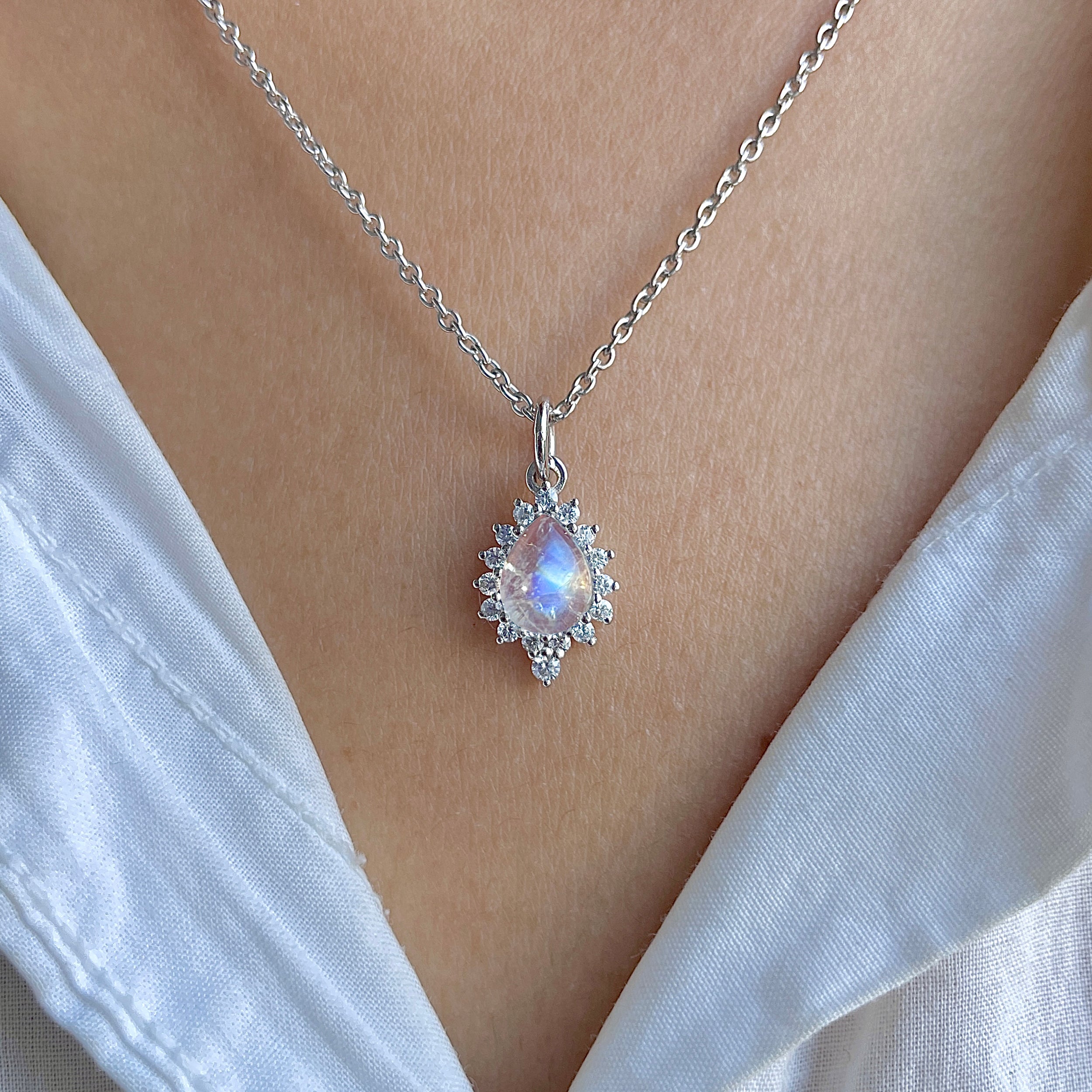 Moonstone & White Topaz Necklace-(RBM-RDN-79.)