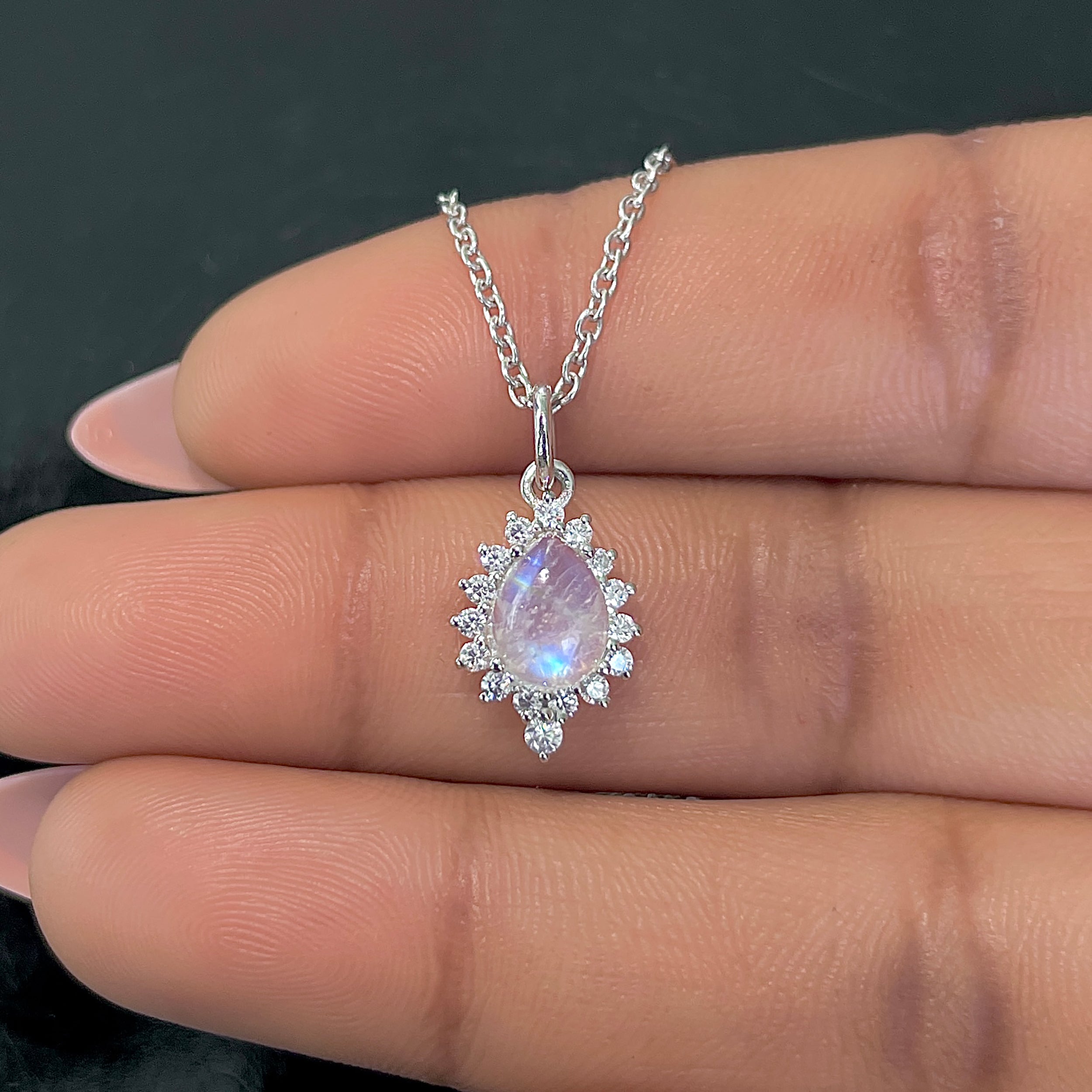 Moonstone & White Topaz Necklace-(RBM-RDN-79.)