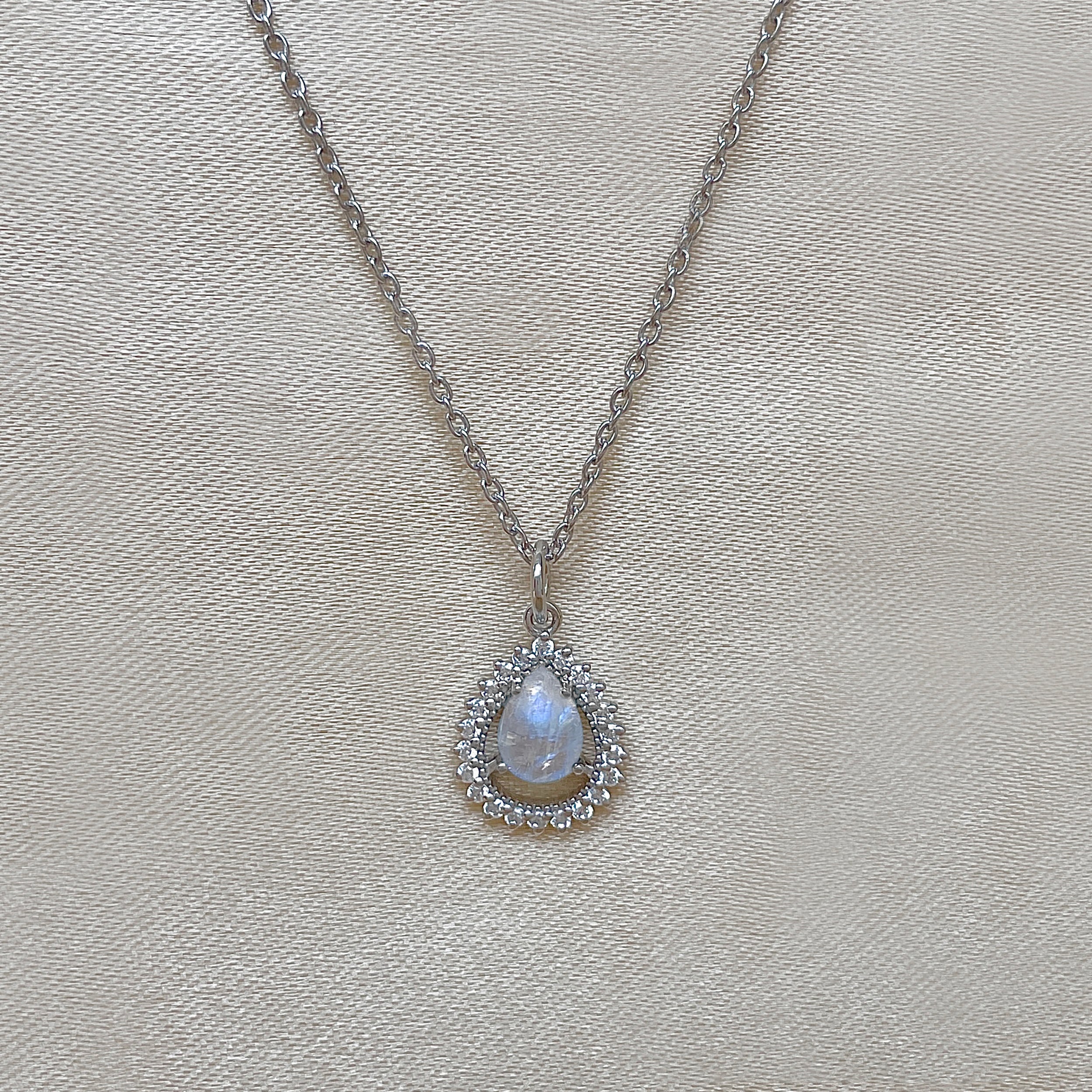Moonstone & White Topaz Necklace-(RBM-SN-80.)