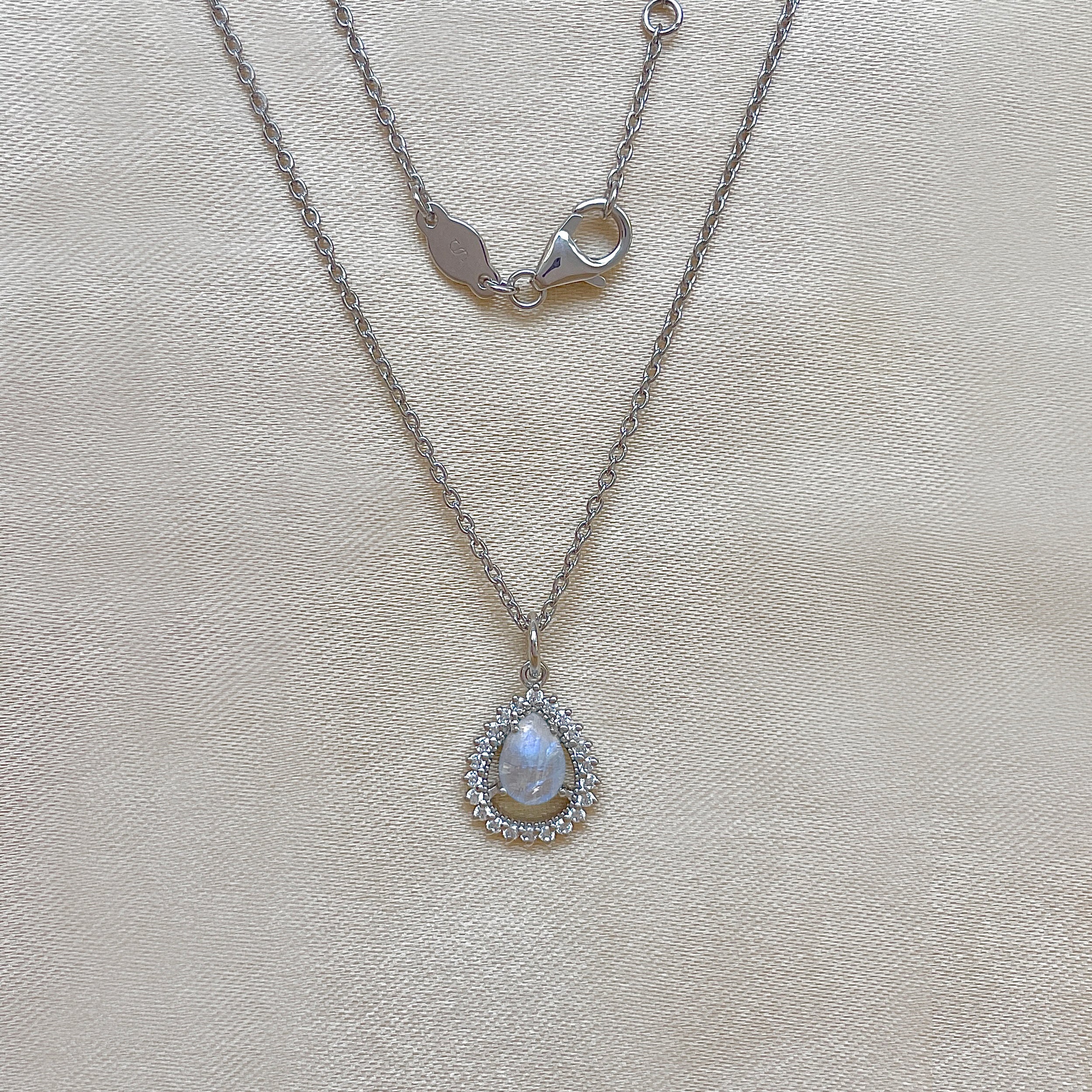 Moonstone & White Topaz Necklace-(RBM-SN-80.)