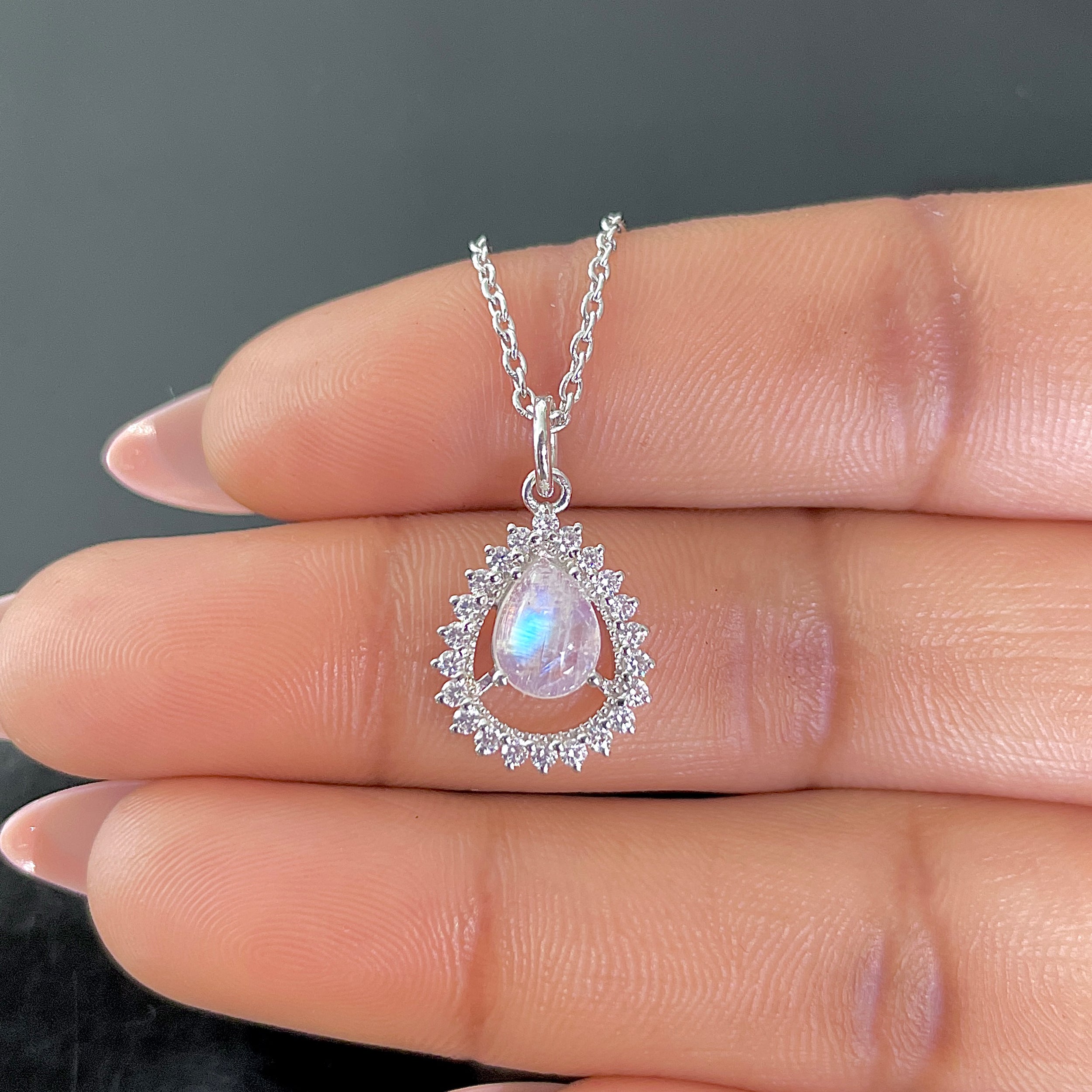 Moonstone & White Topaz Necklace-(RBM-RDN-80.)