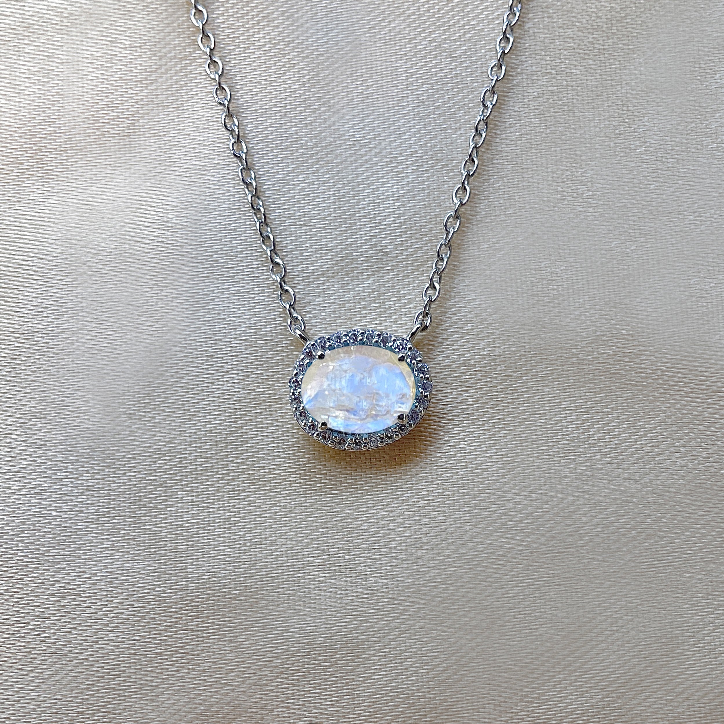 Moonstone & White Topaz Necklace-(RBM-SN-85.)