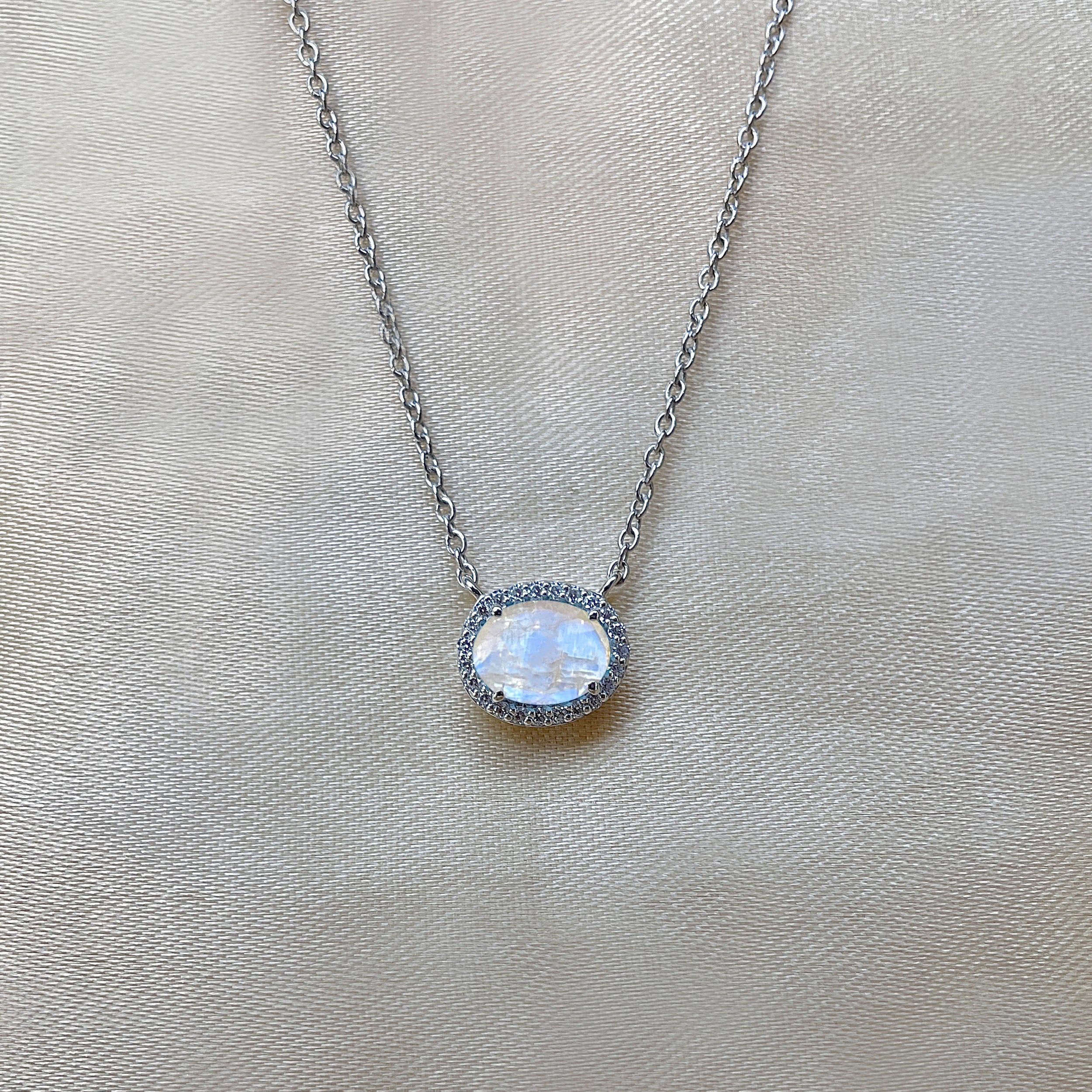 Moonstone & White Topaz Necklace-(RBM-SN-85.)