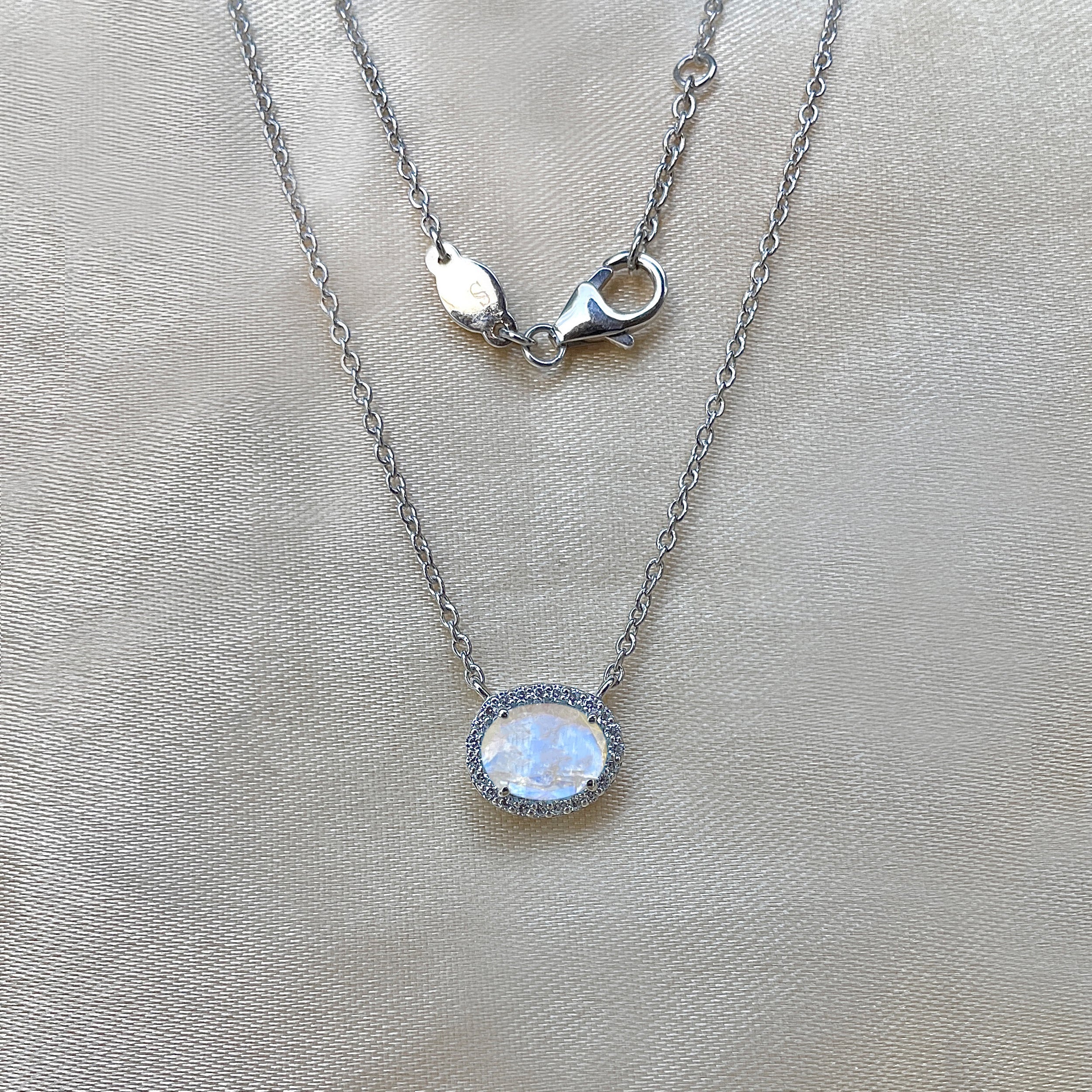Moonstone & White Topaz Necklace-(RBM-SN-85.)