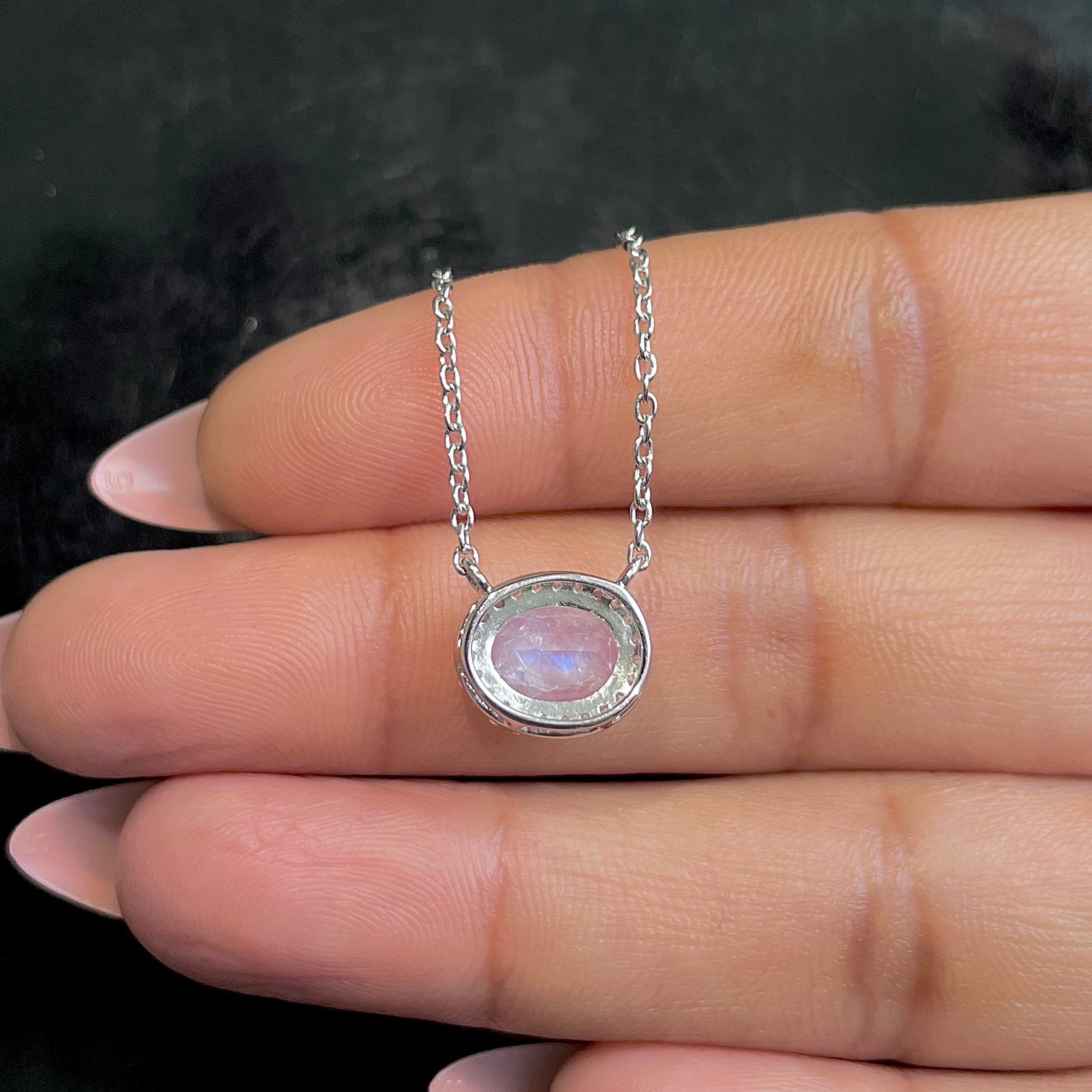 Moonstone & White Topaz Necklace-(RBM-SN-85.)
