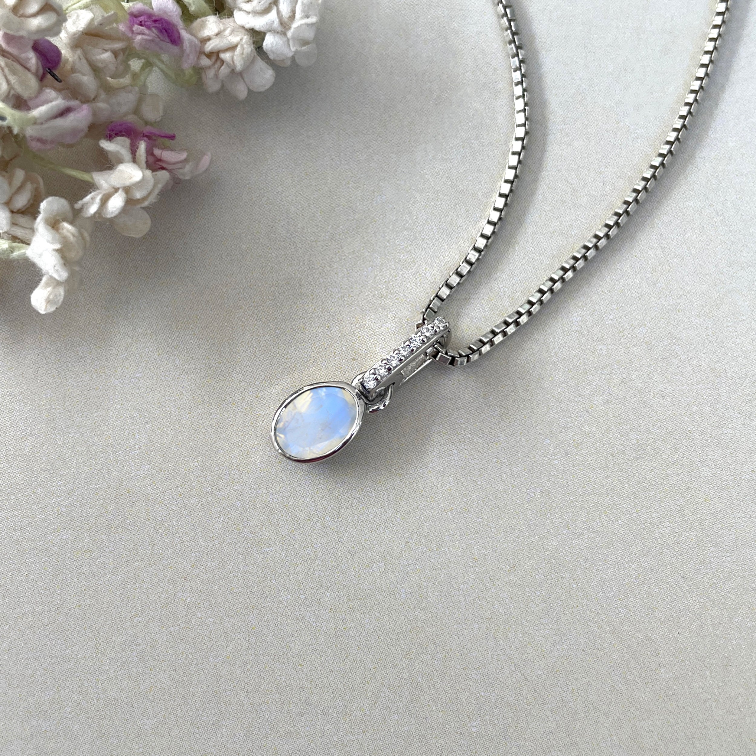 Moonstone & White Topaz Pendant-(RBM-SP-780.)