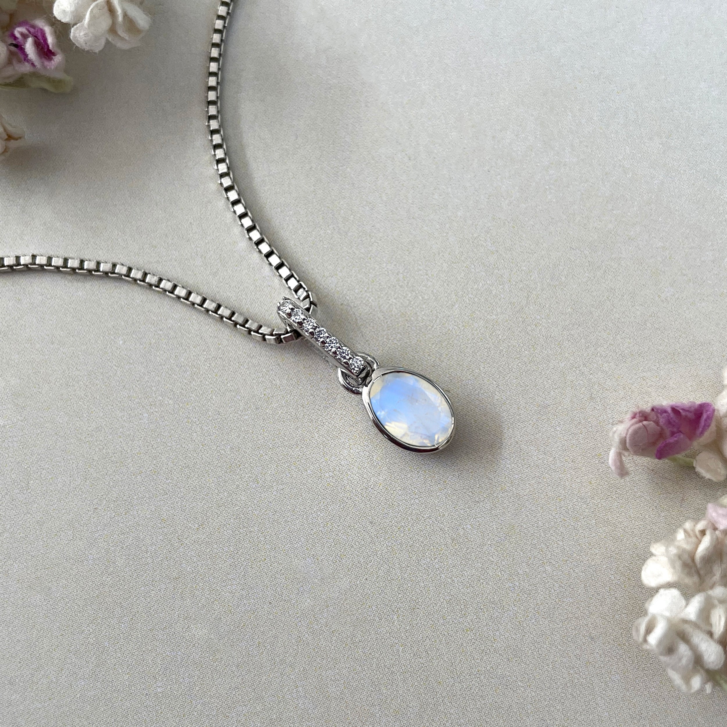 Moonstone & White Topaz Pendant-(RBM-SP-780.)