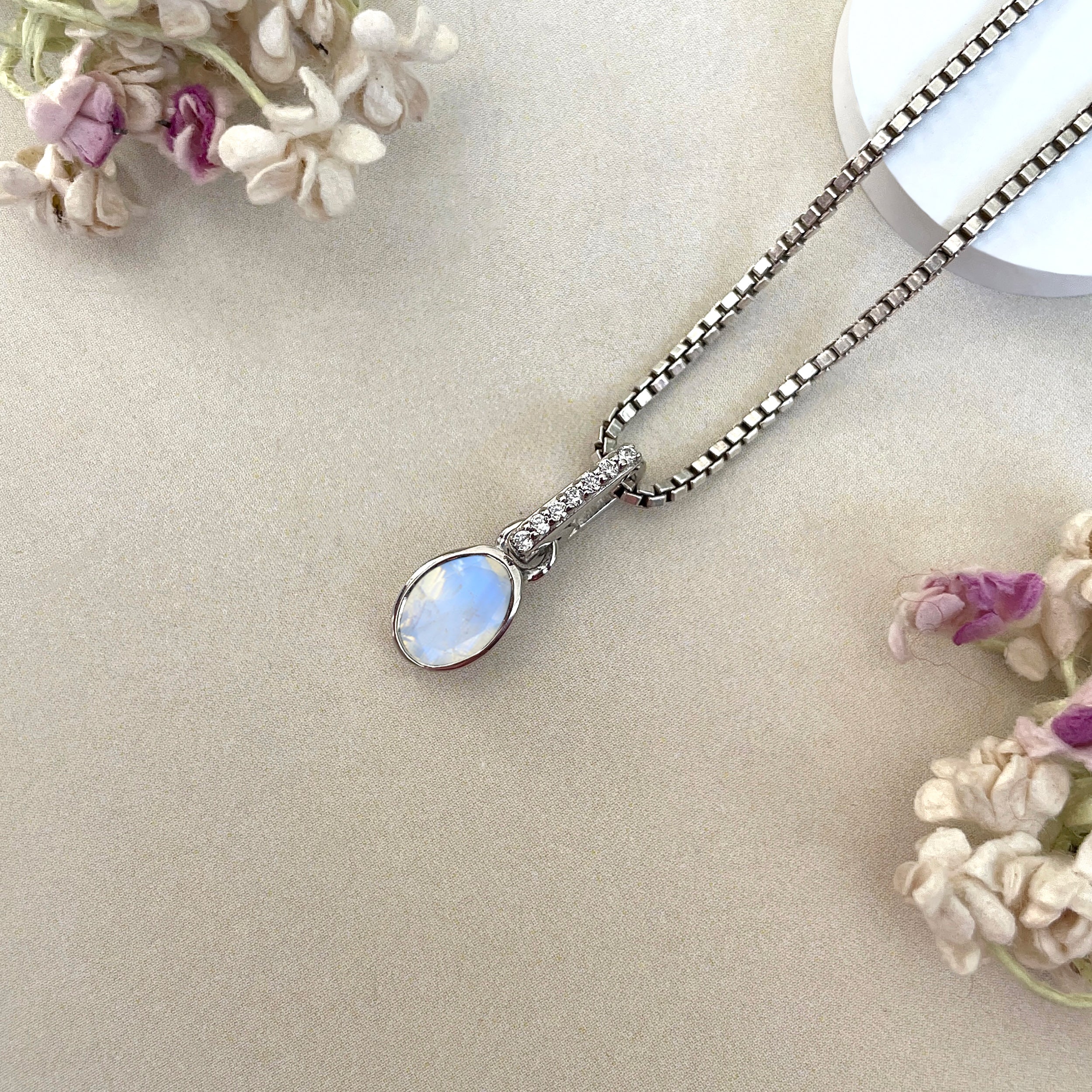 Moonstone & White Topaz Pendant-(RBM-SP-780.)