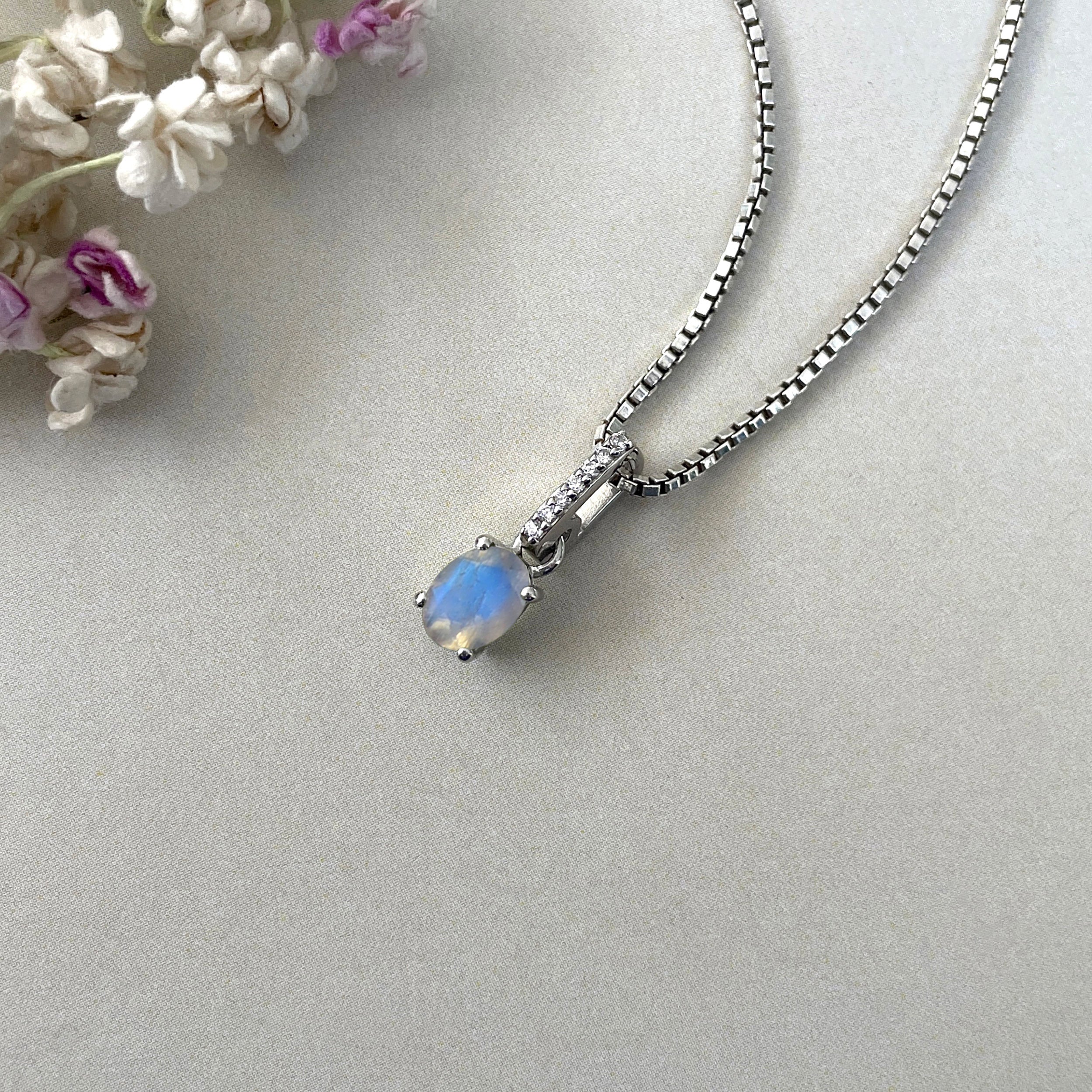 Moonstone & White Topaz Pendant-(RBM-SP-915.)