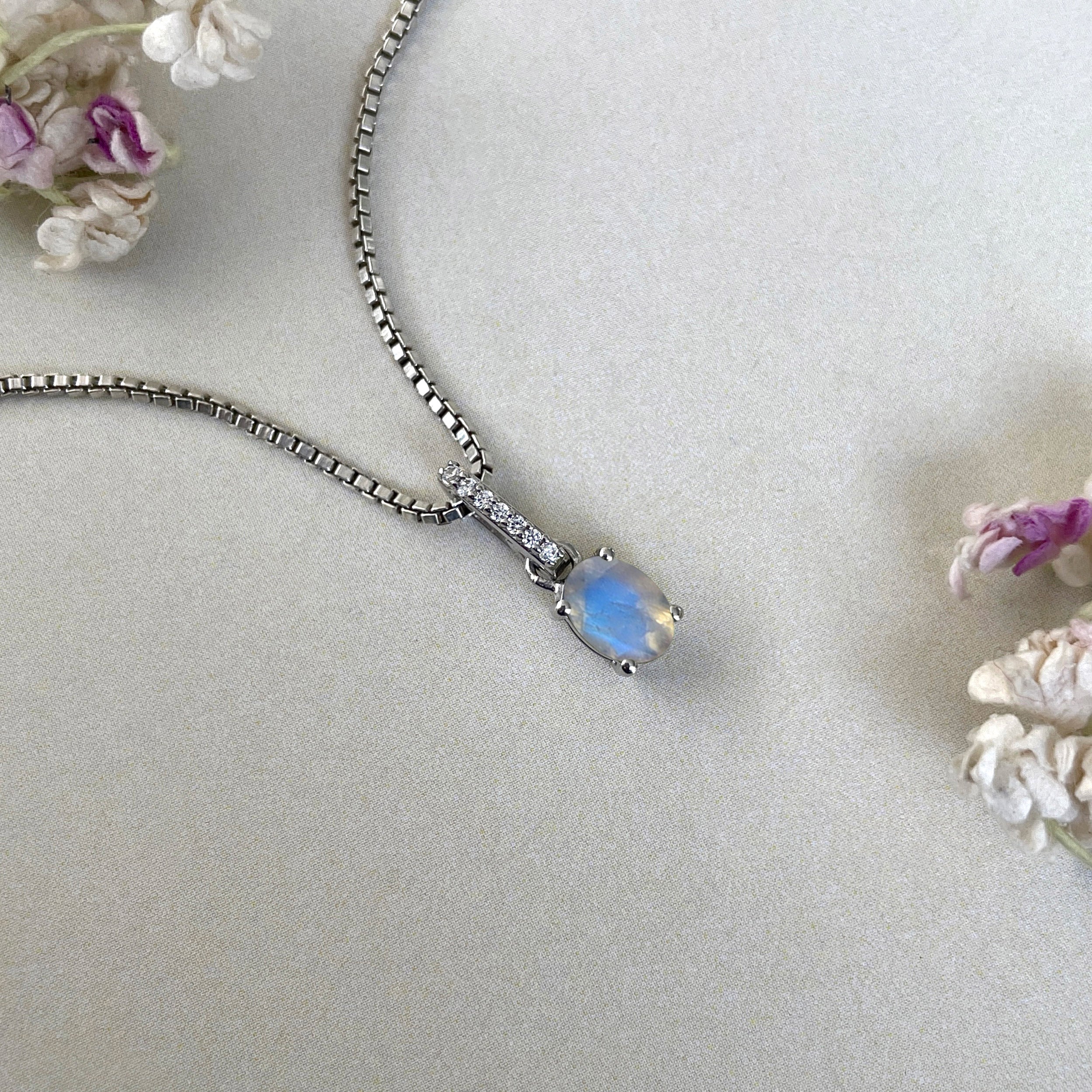 Moonstone & White Topaz Pendant-(RBM-SP-915.)