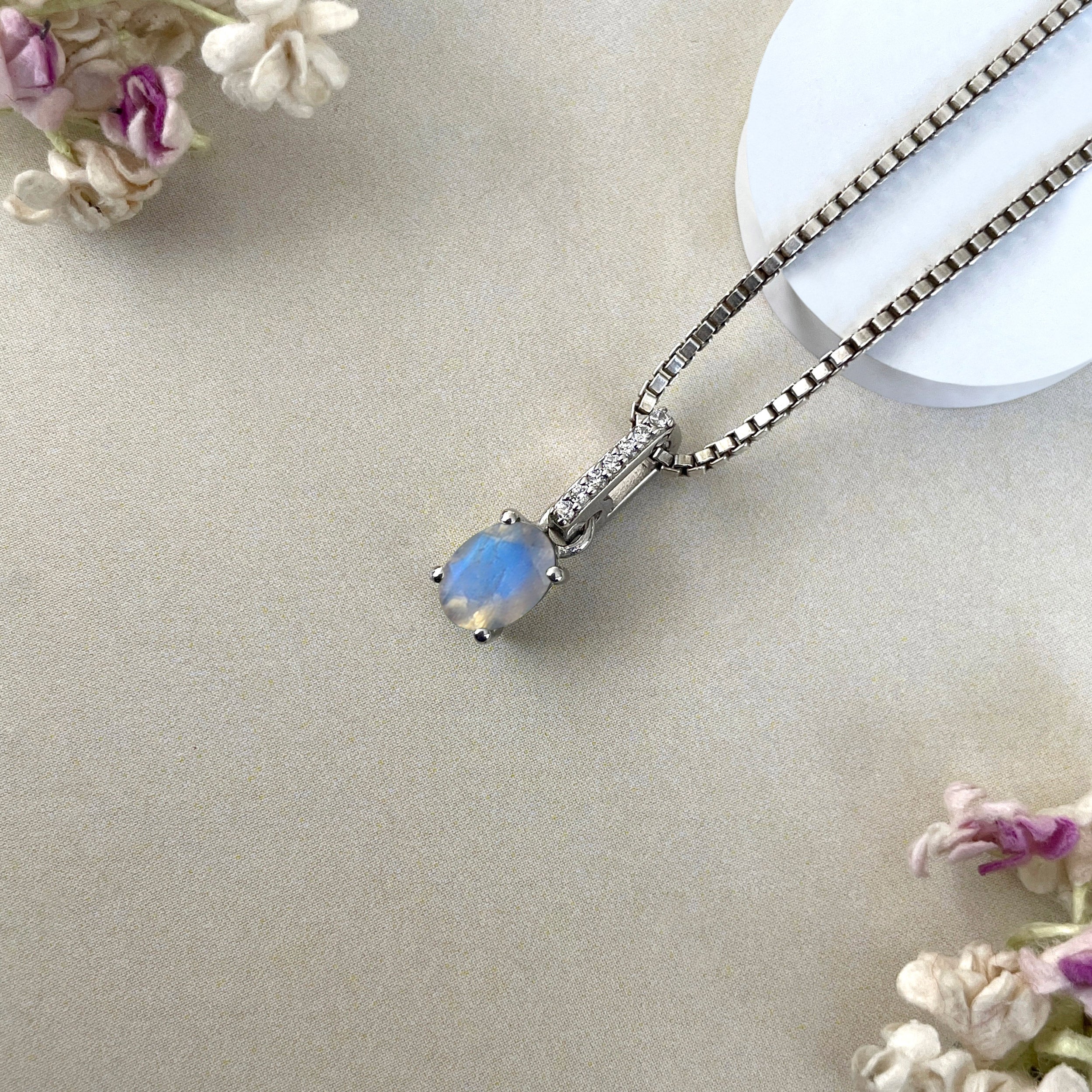 Moonstone & White Topaz Pendant-(RBM-SP-915.)
