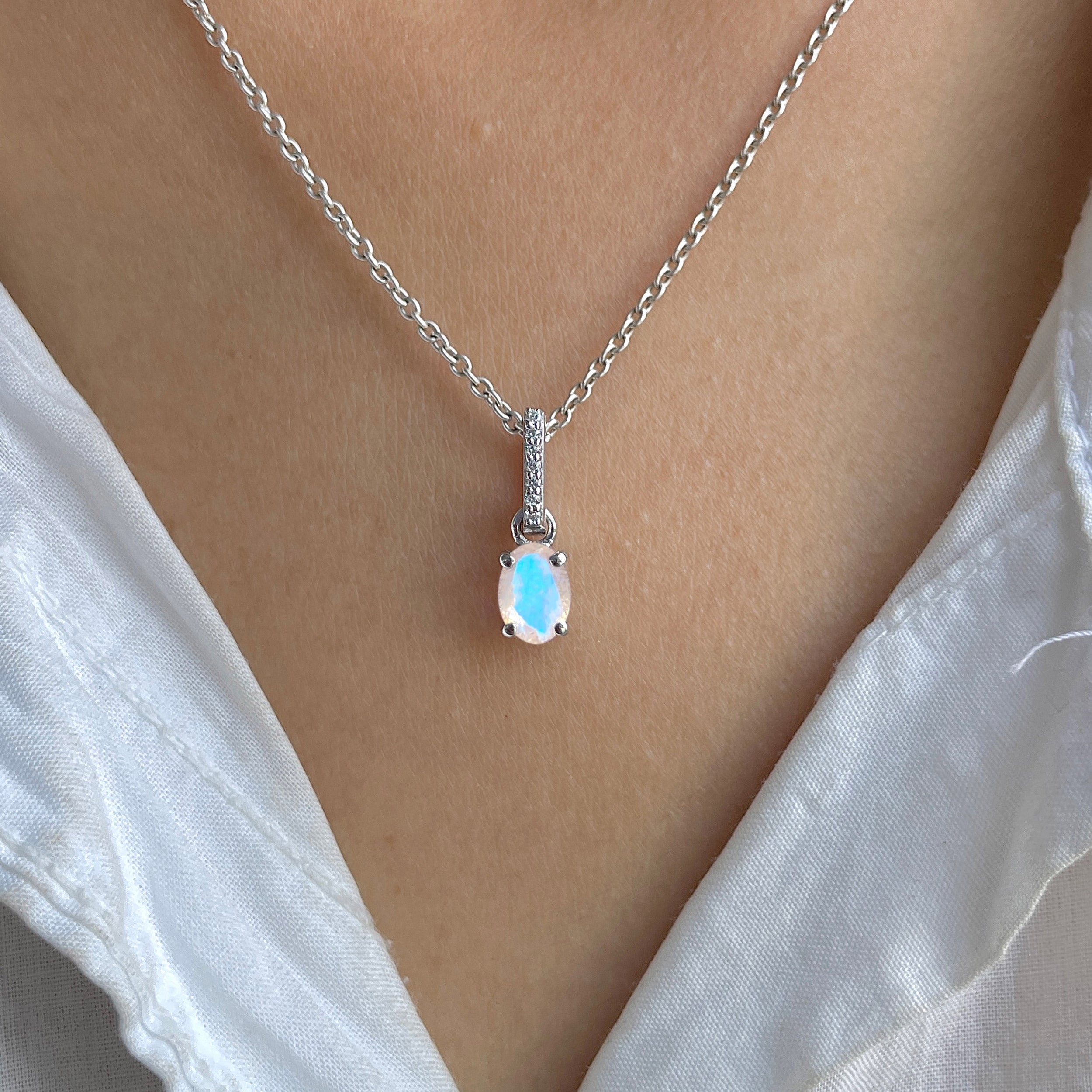 Moonstone & White Topaz Pendant-(RBM-SP-915.)