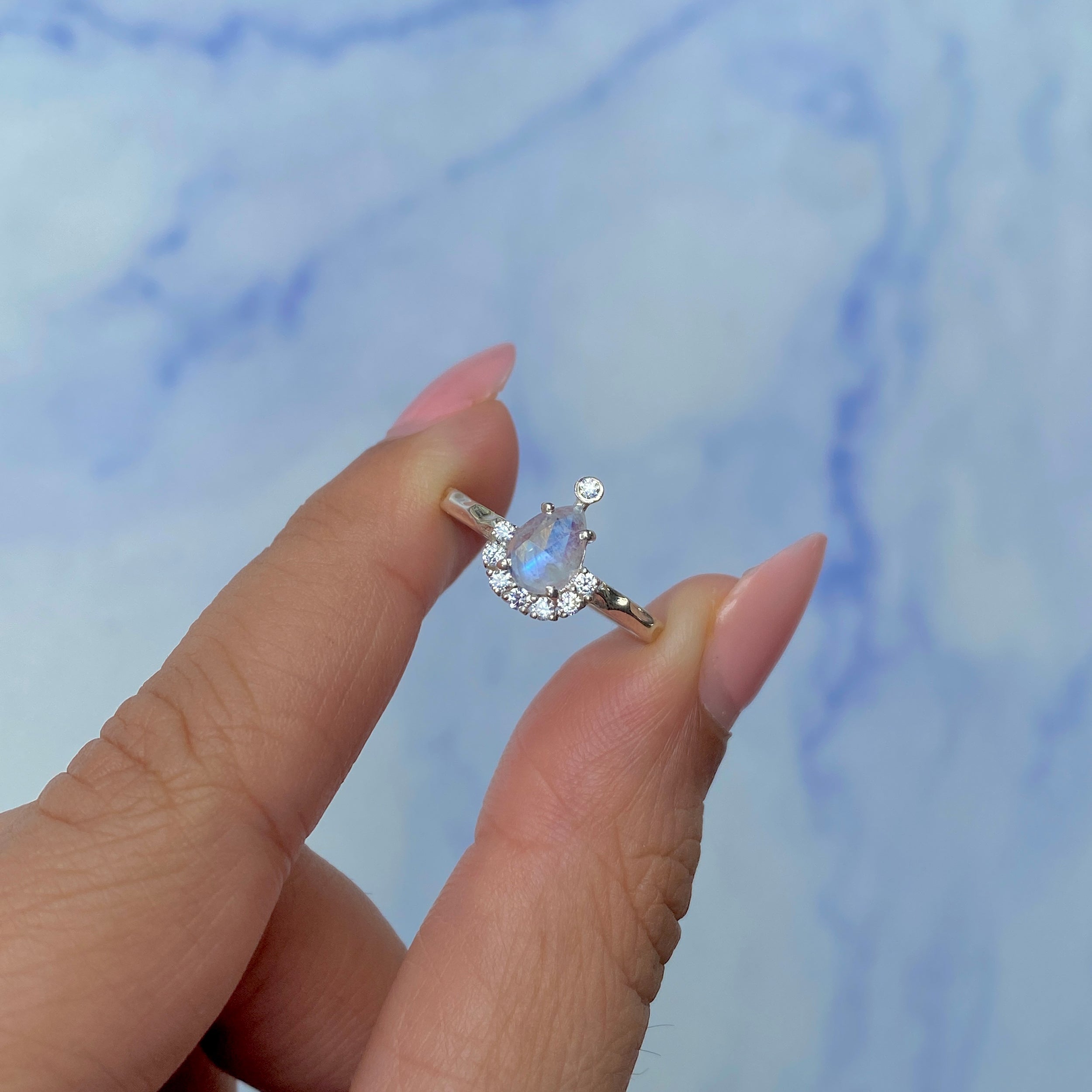 Moonstone Rose Cut Ring-(RBM-SR-1622.)