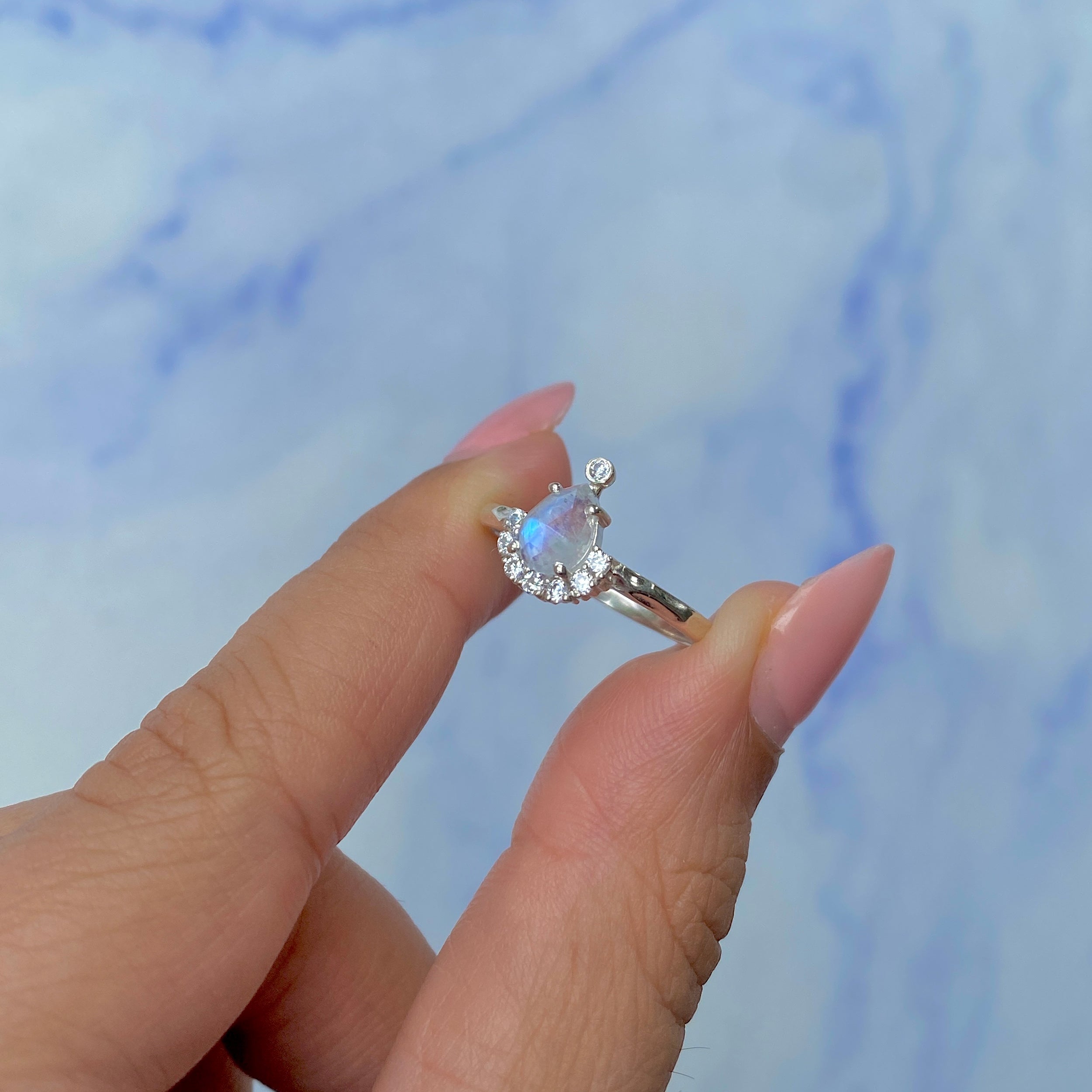 Moonstone Rose Cut Ring-(RBM-SR-1622.)