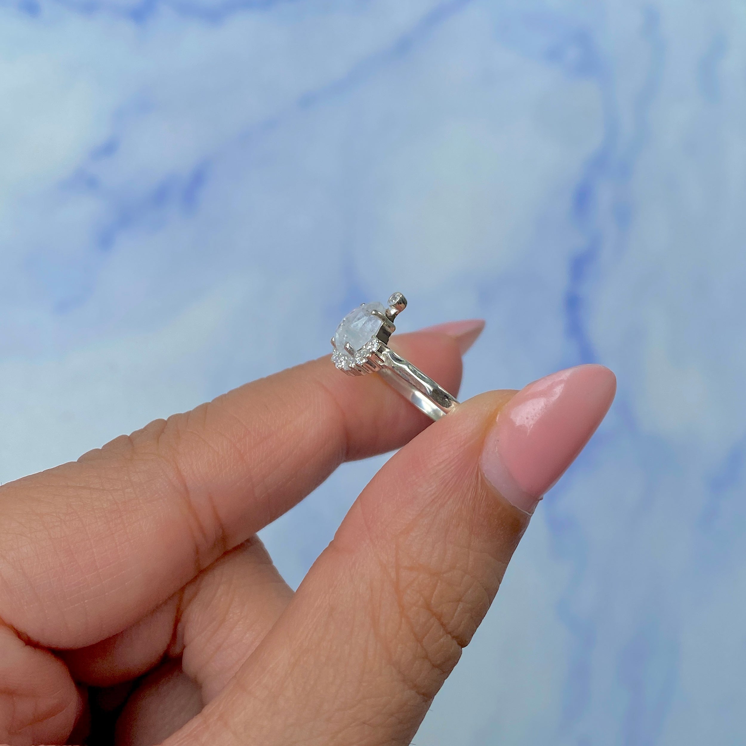 Moonstone Rose Cut Ring-(RBM-SR-1622.)