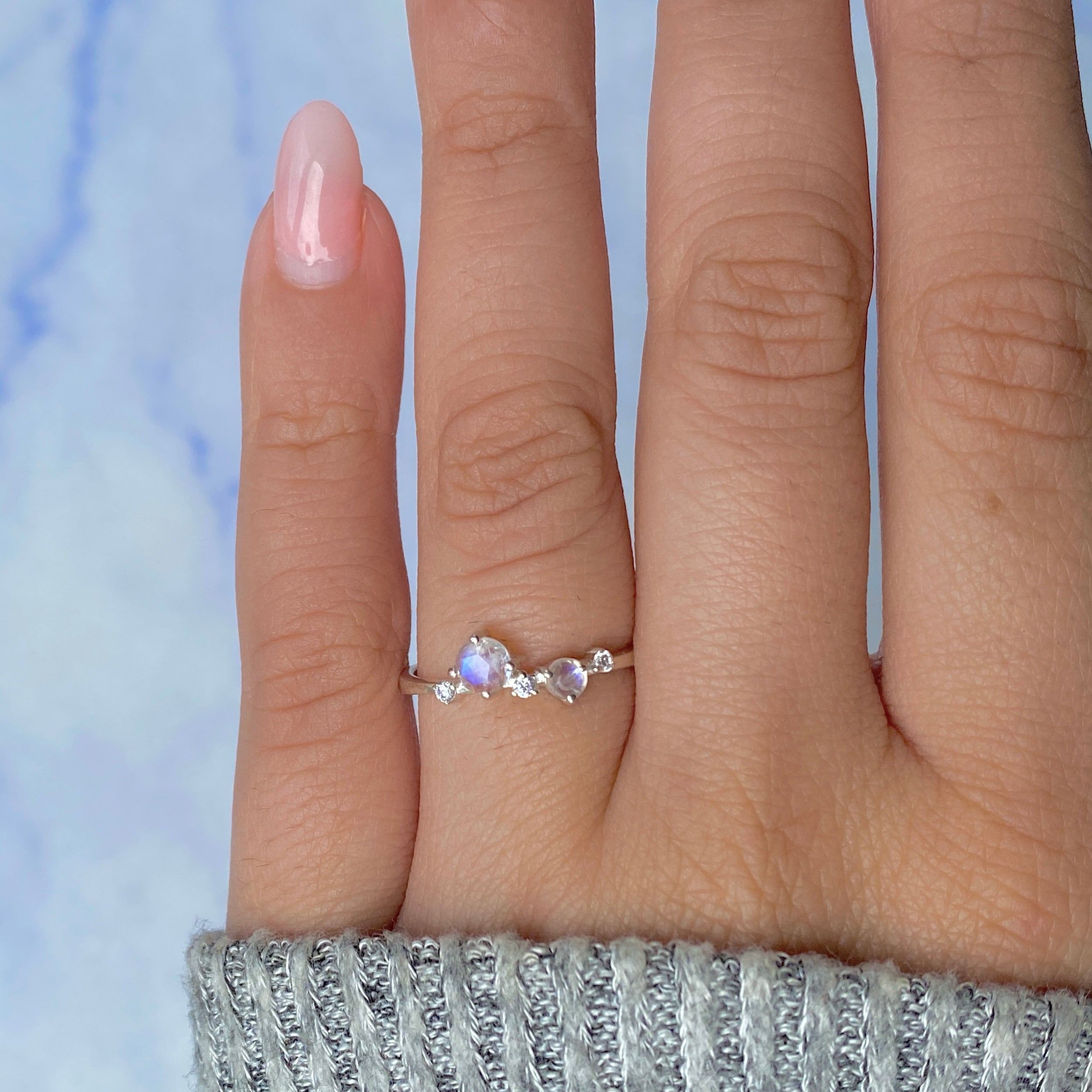 Moonstone Rose Cut Ring-(RBM-SR-1661.)