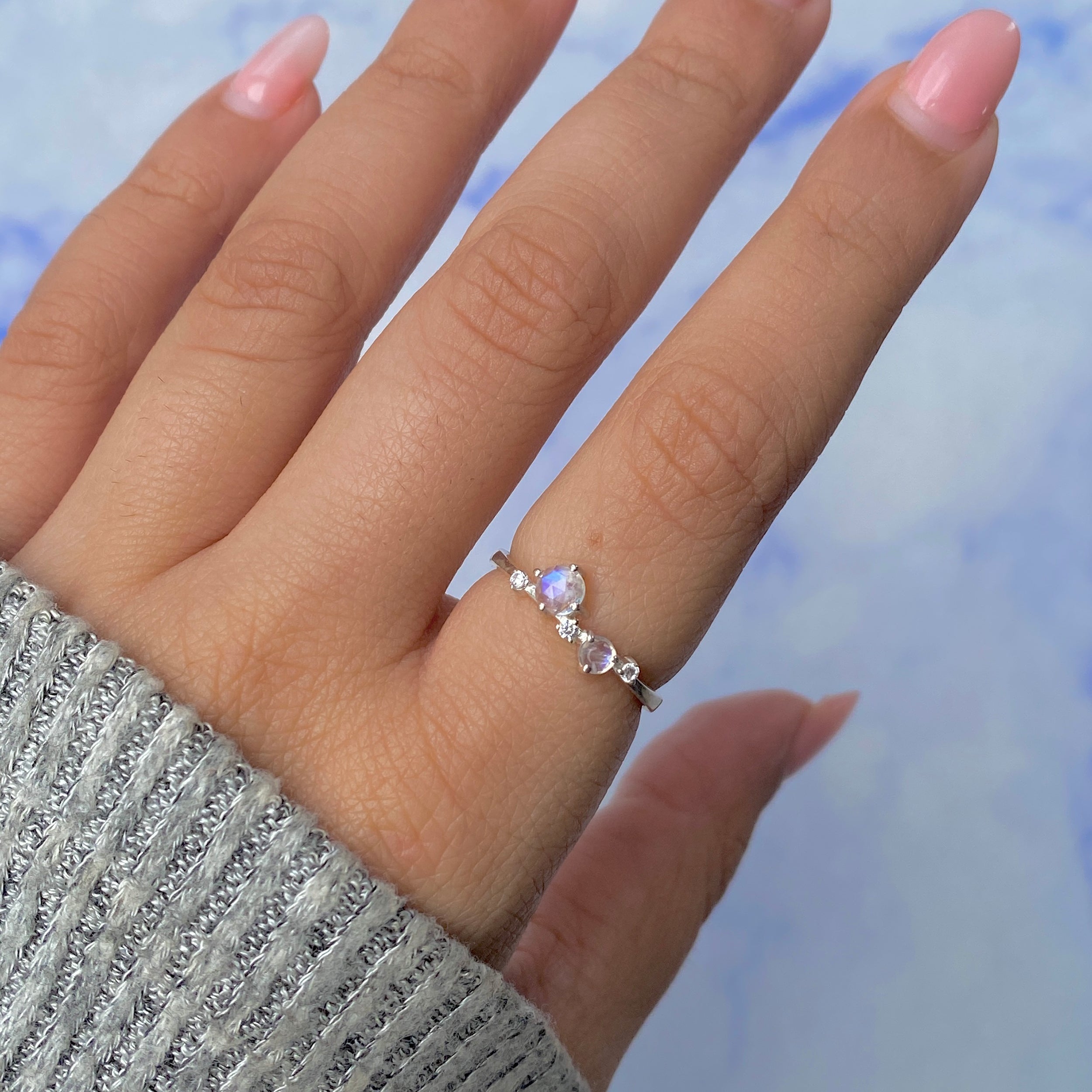 Moonstone Rose Cut Ring-(RBM-SR-1661.)