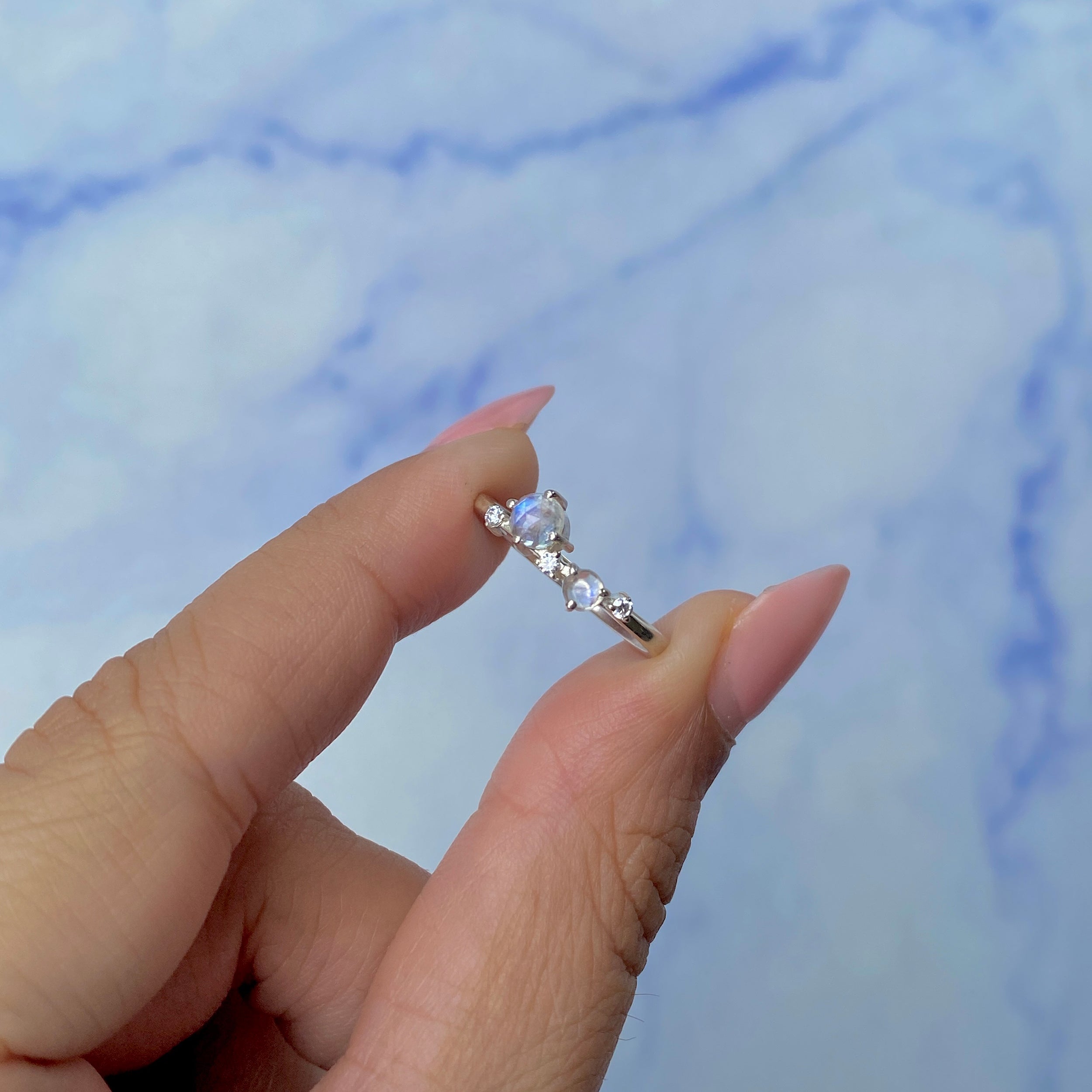 Moonstone Rose Cut Ring-(RBM-SR-1661.)