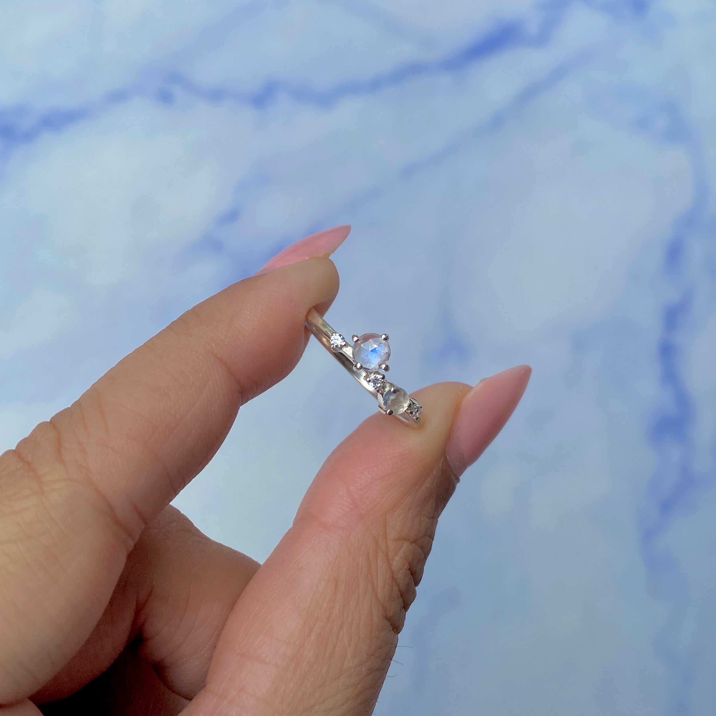 Moonstone Rose Cut Ring-(RBM-SR-1661.)