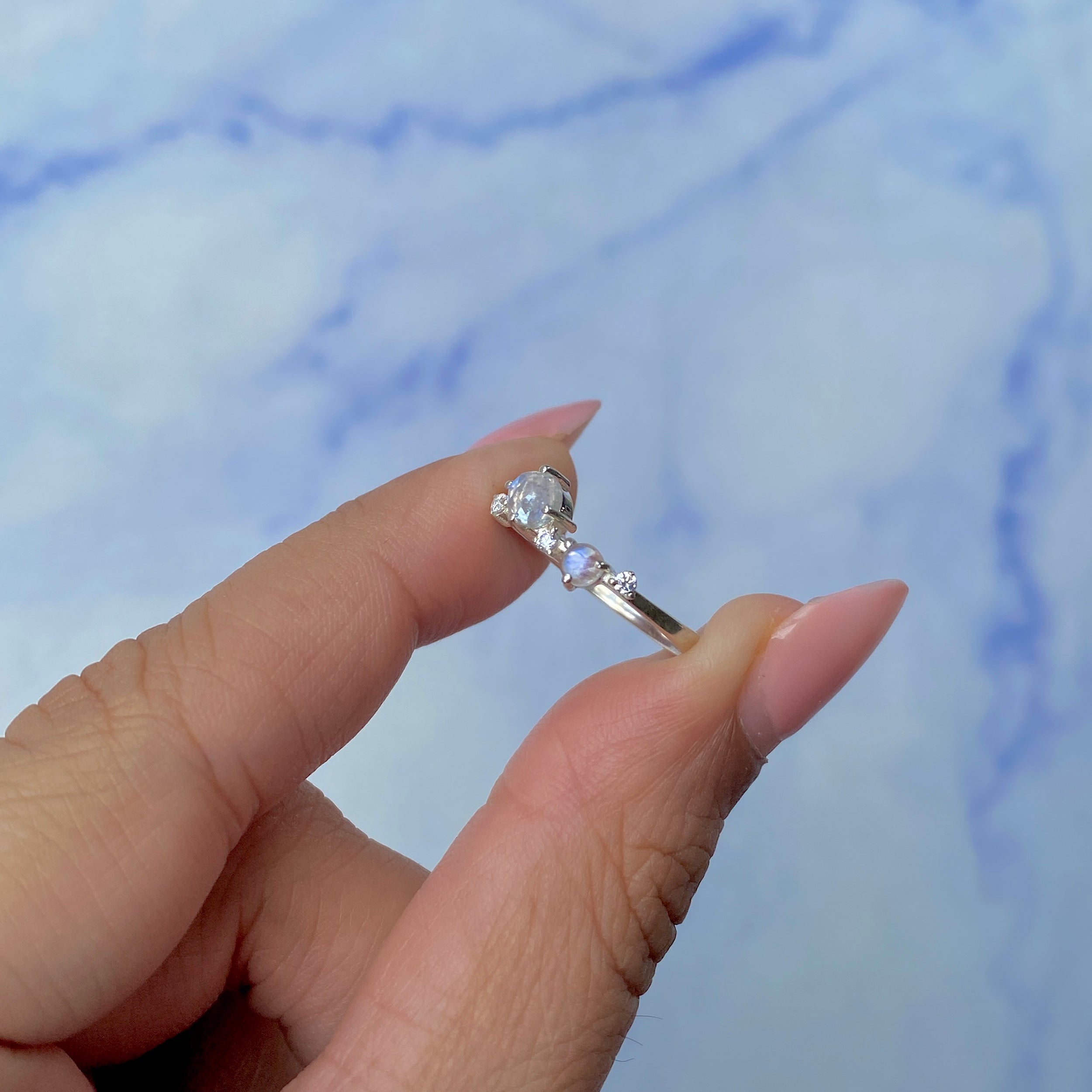 Moonstone Rose Cut Ring-(RBM-SR-1661.)