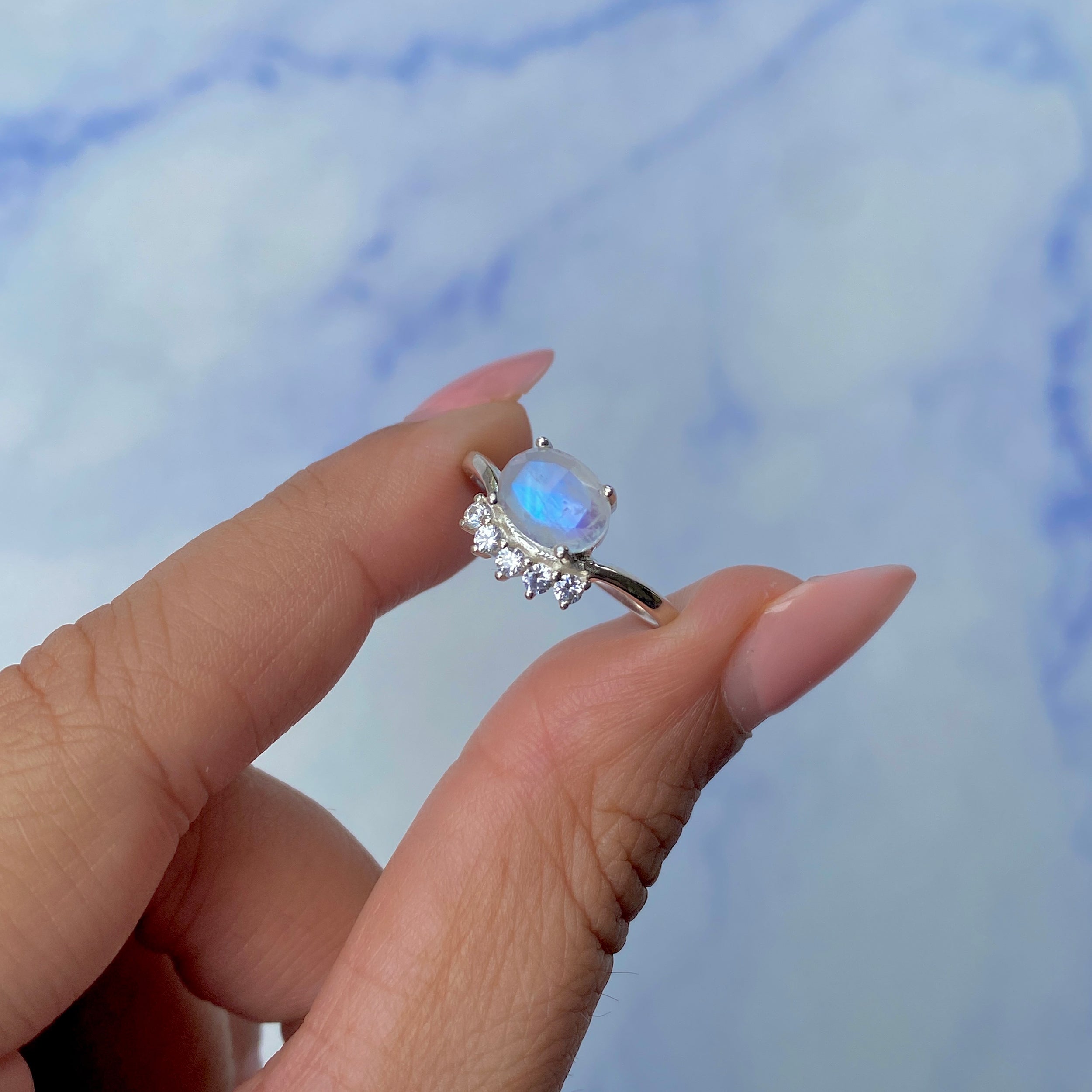 Moonstone Rose Cut Ring-(RBM-SR-1681.)