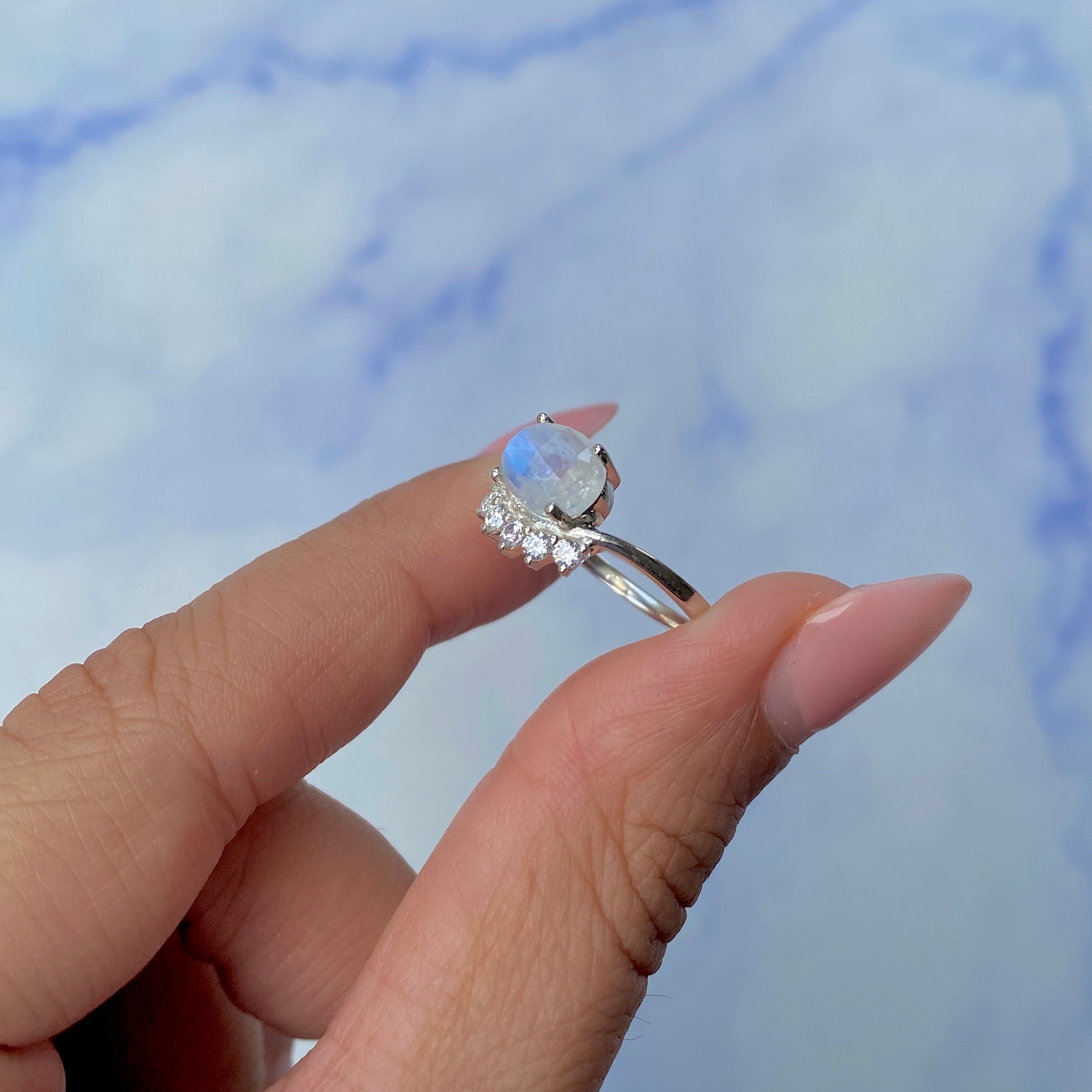 Moonstone Rose Cut Ring-(RBM-SR-1681.)