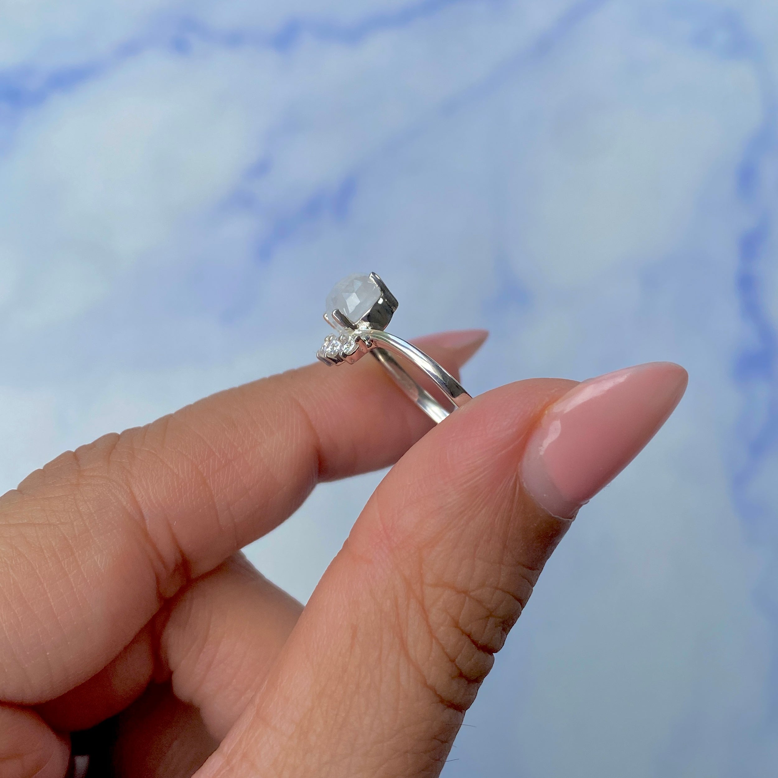 Moonstone Rose Cut Ring-(RBM-SR-1681.)