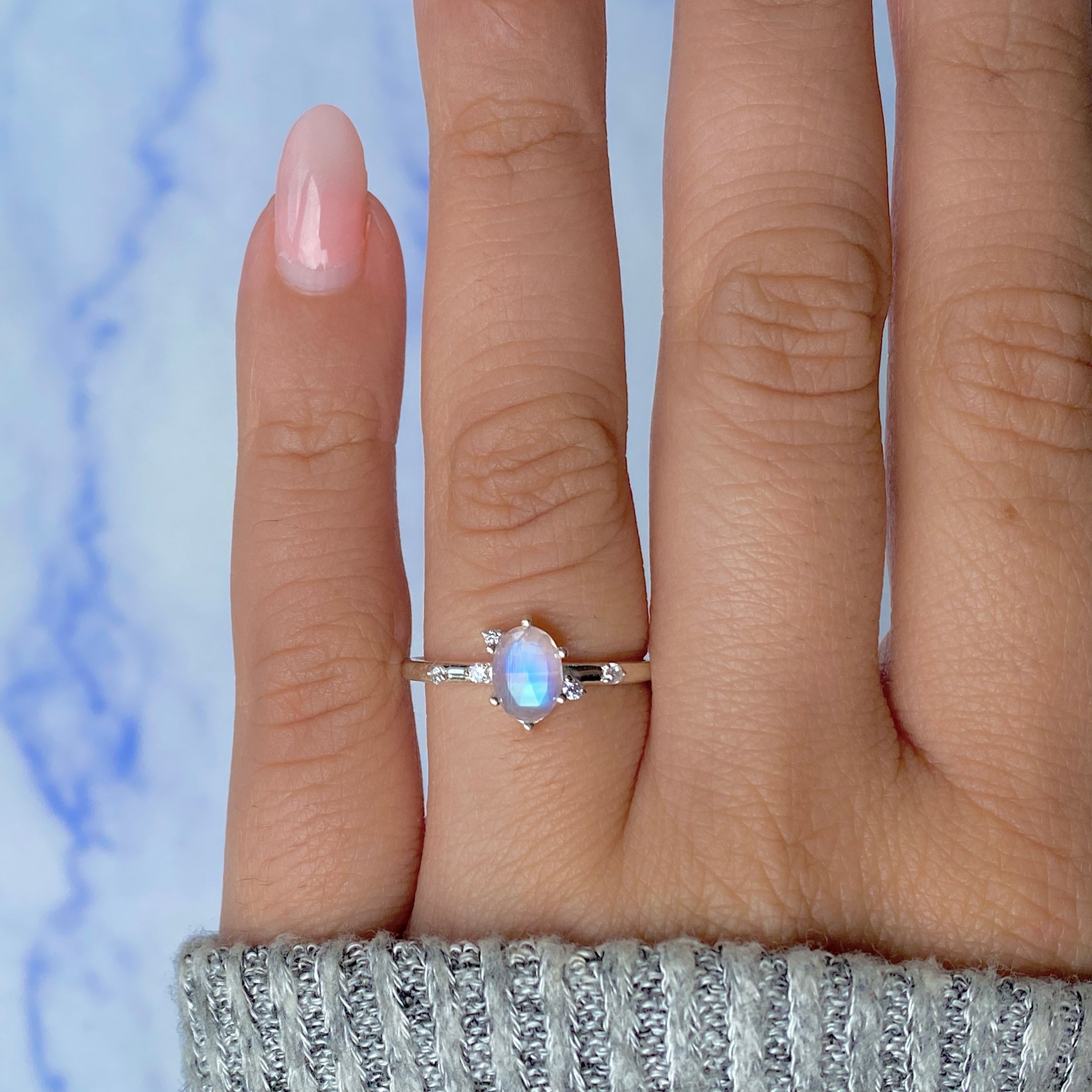 Moonstone Rose Cut Ring-(RBM-SR-2273.)
