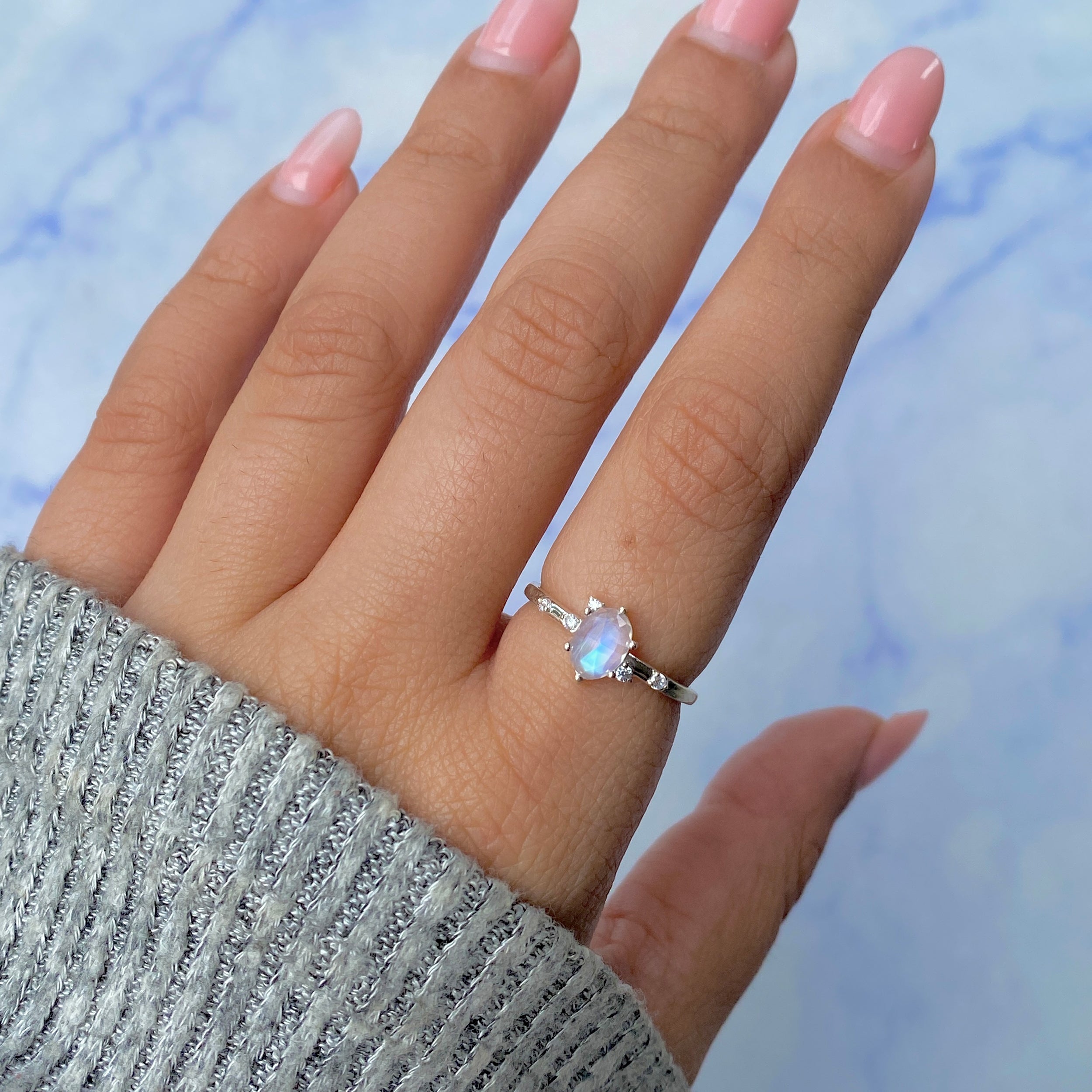 Moonstone Rose Cut Ring-(RBM-SR-2273.)