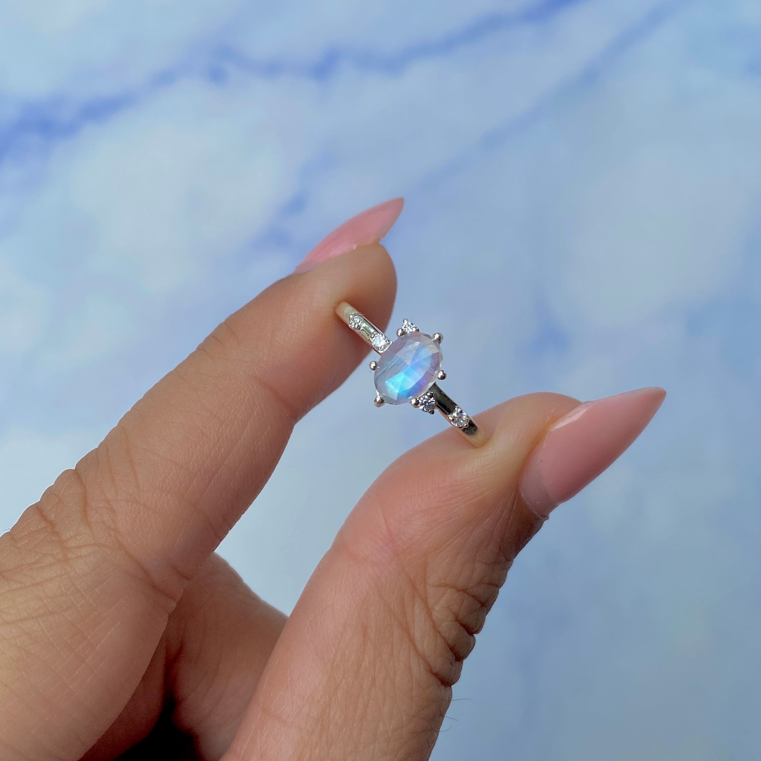 Moonstone Rose Cut Ring-(RBM-SR-2273.)
