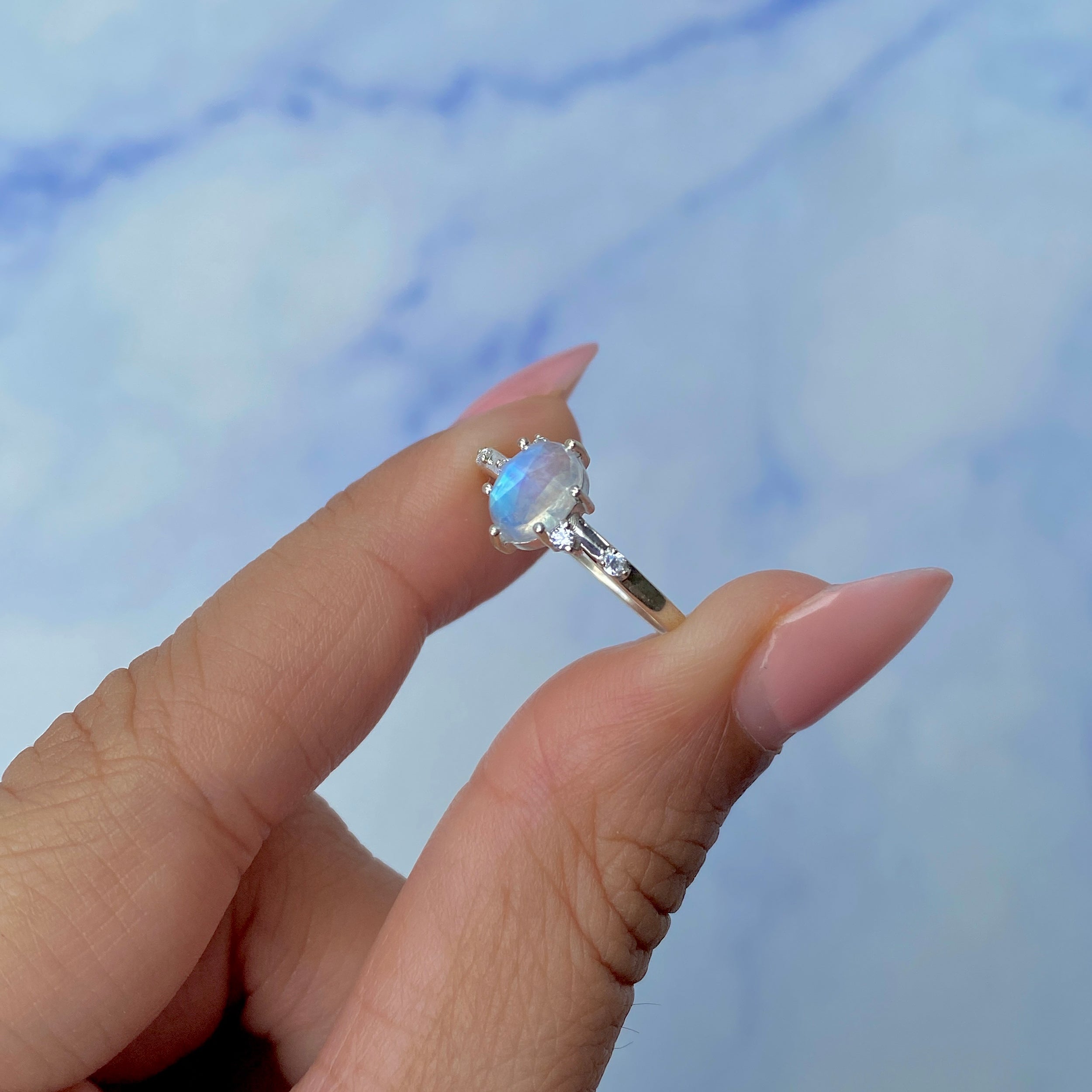 Moonstone Rose Cut Ring-(RBM-SR-2273.)