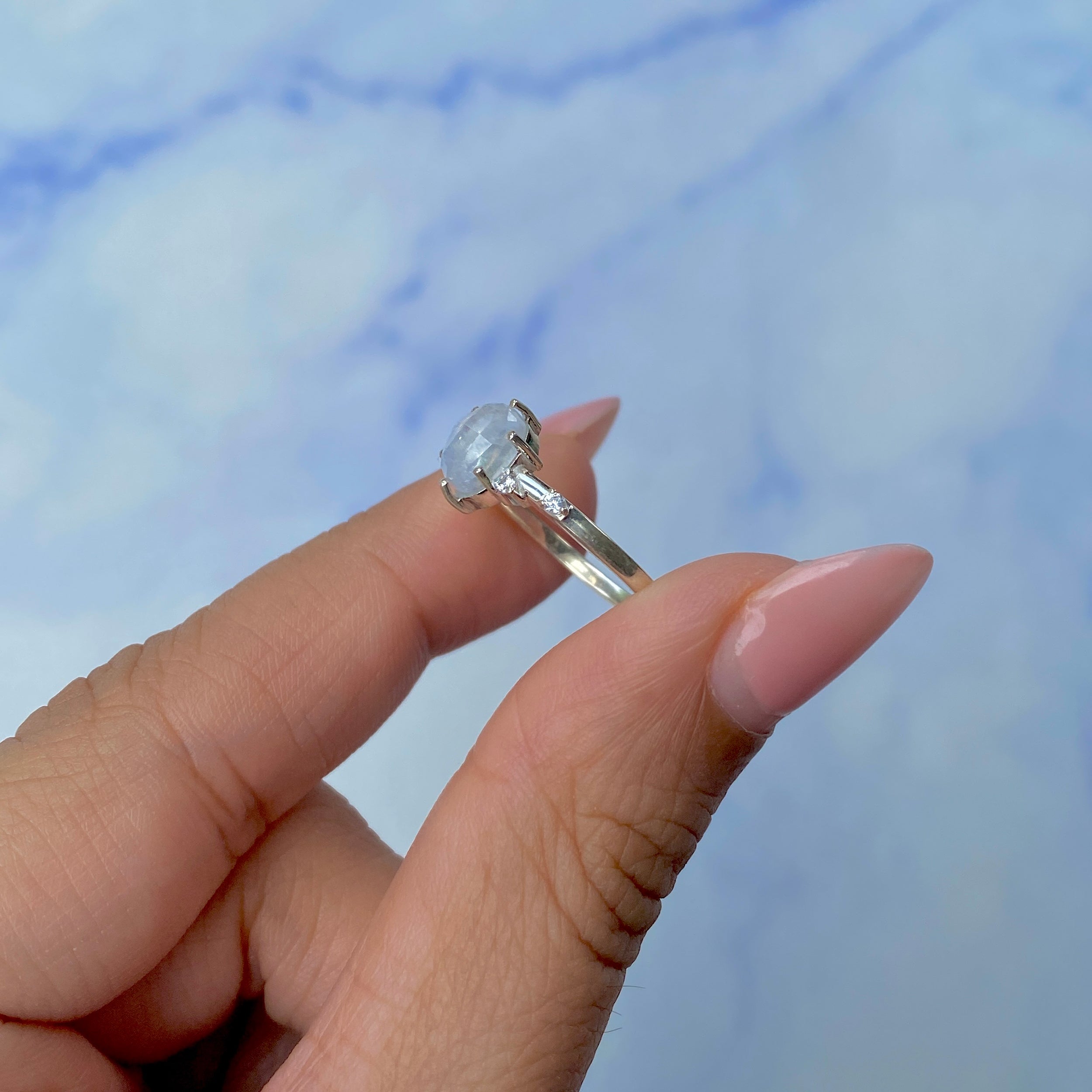 Moonstone Rose Cut Ring-(RBM-SR-2273.)