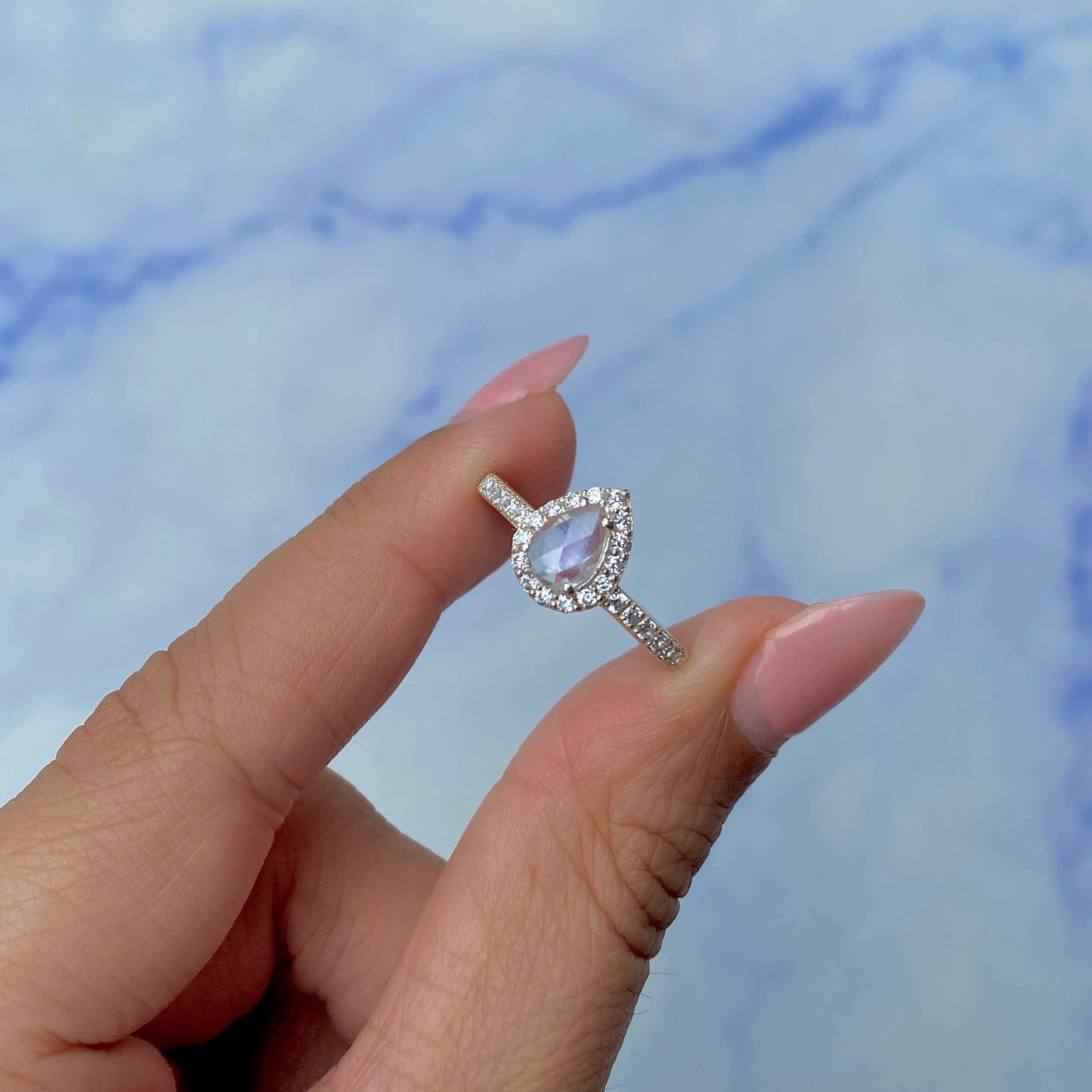 Moonstone Rose Cut Ring-(RBM-SR-40-W.)