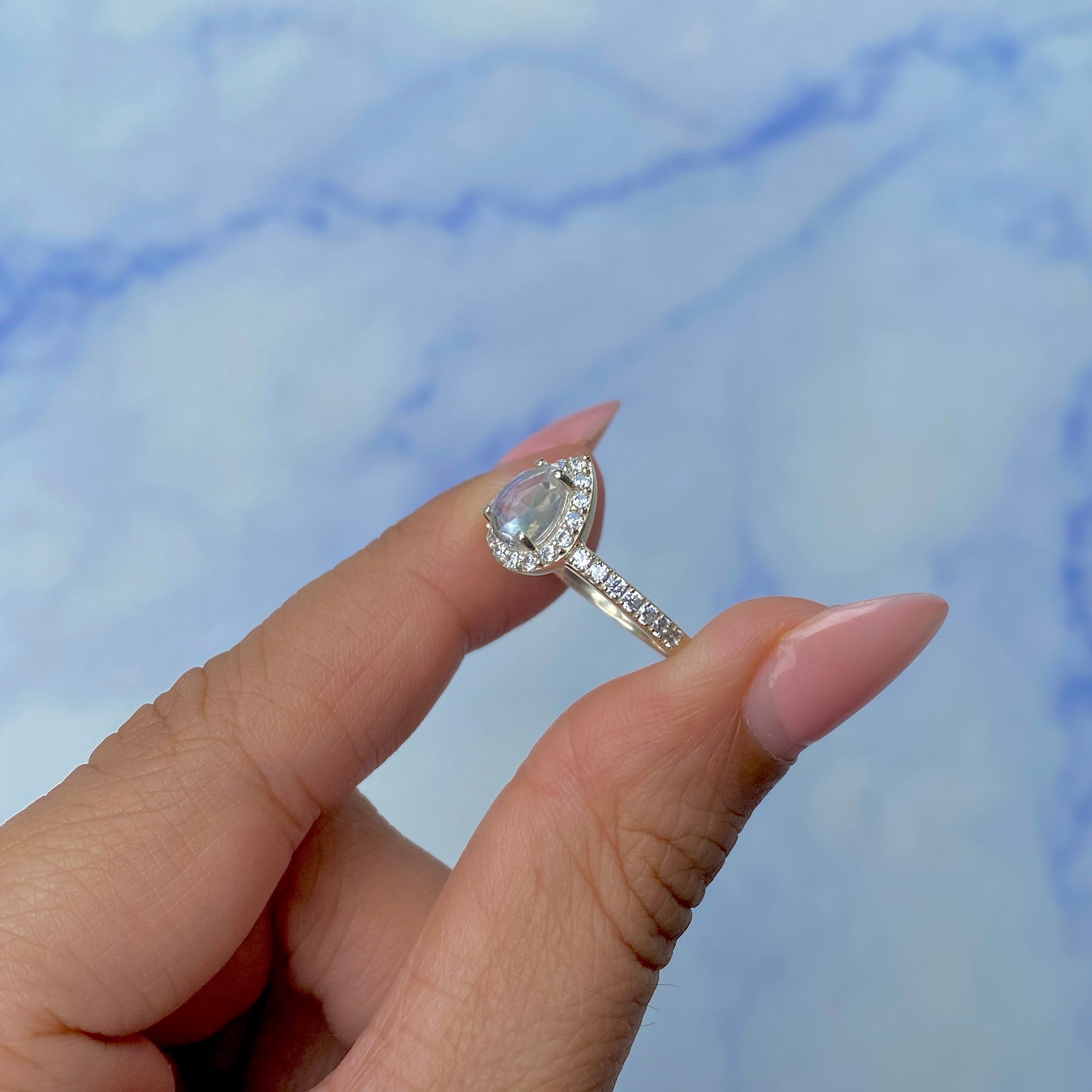 Moonstone Rose Cut Ring-(RBM-SR-40-W.)