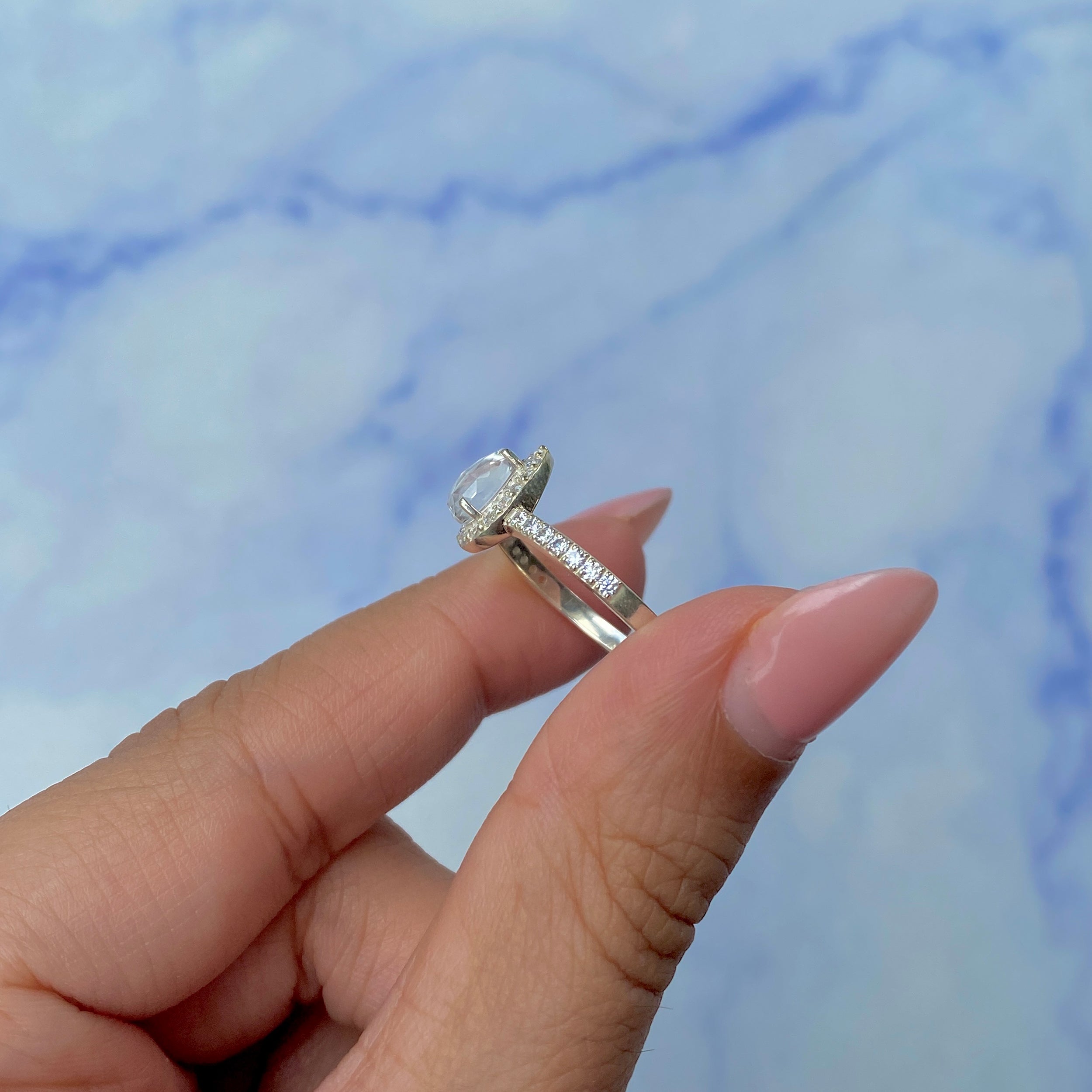 Moonstone Rose Cut Ring-(RBM-SR-40-W.)