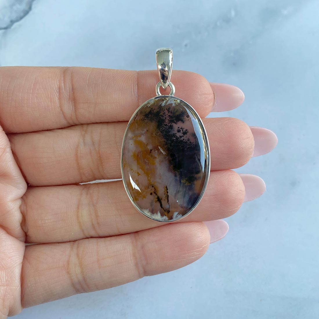 Russian Dendritic Agate Pendant-(RDA-P-3.)