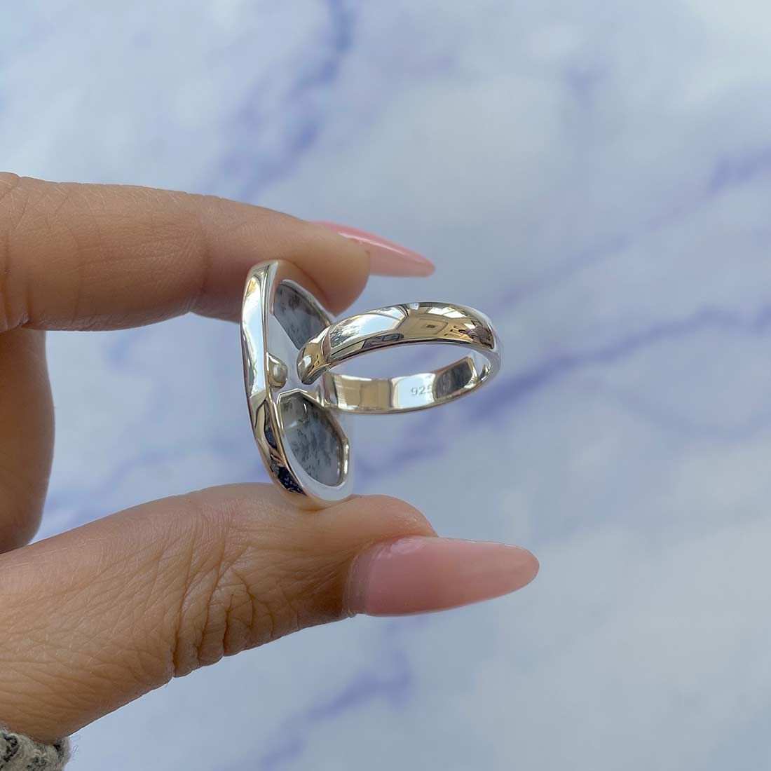 Russian Dendritic Agate Adjustable Ring-(RDA-R-14.)