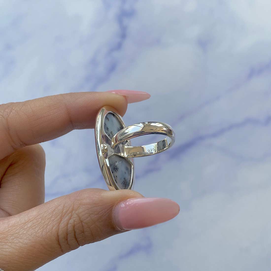 Russian Dendritic Agate Adjustable Ring-(RDA-R-15.)