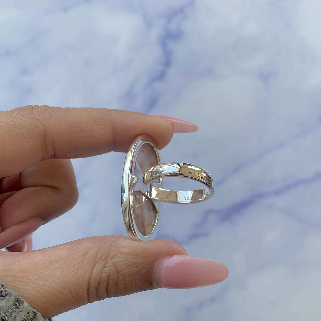 Russian Dendritic Agate Adjustable Ring-(RDA-R-16.)