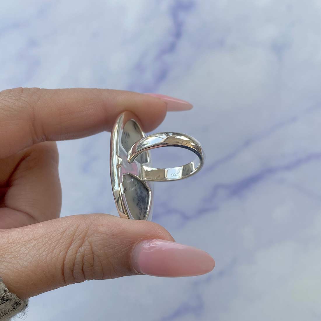 Russian Dendritic Agate Adjustable Ring-(RDA-R-5.)