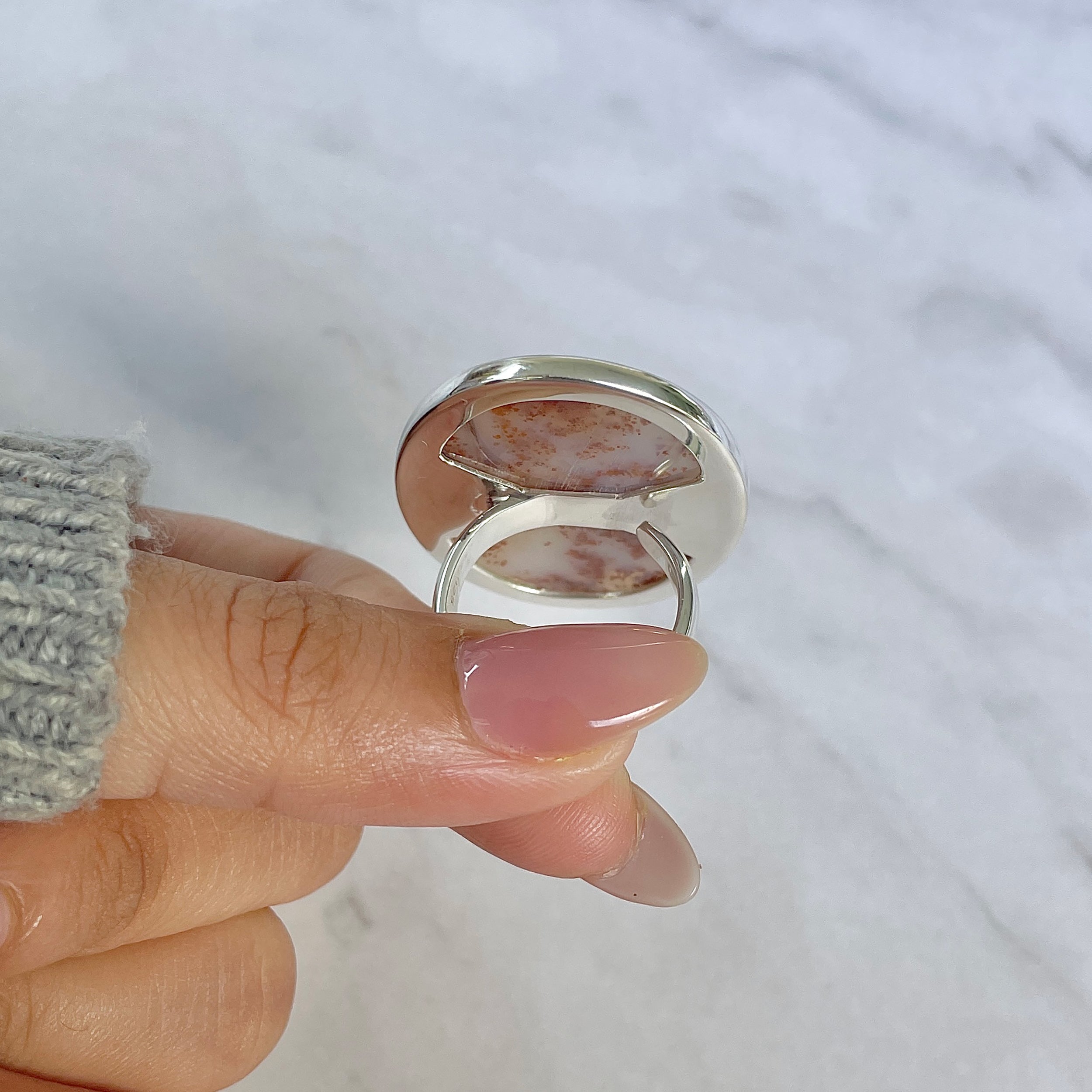 Russian Dendritic Agate Adjustable Ring-(RDA-R-58.)
