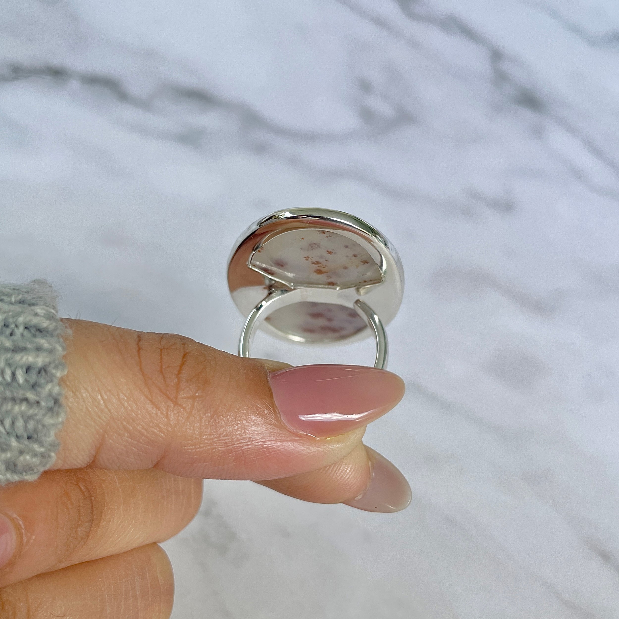 Russian Dendritic Agate Adjustable Ring-(RDA-R-59.)