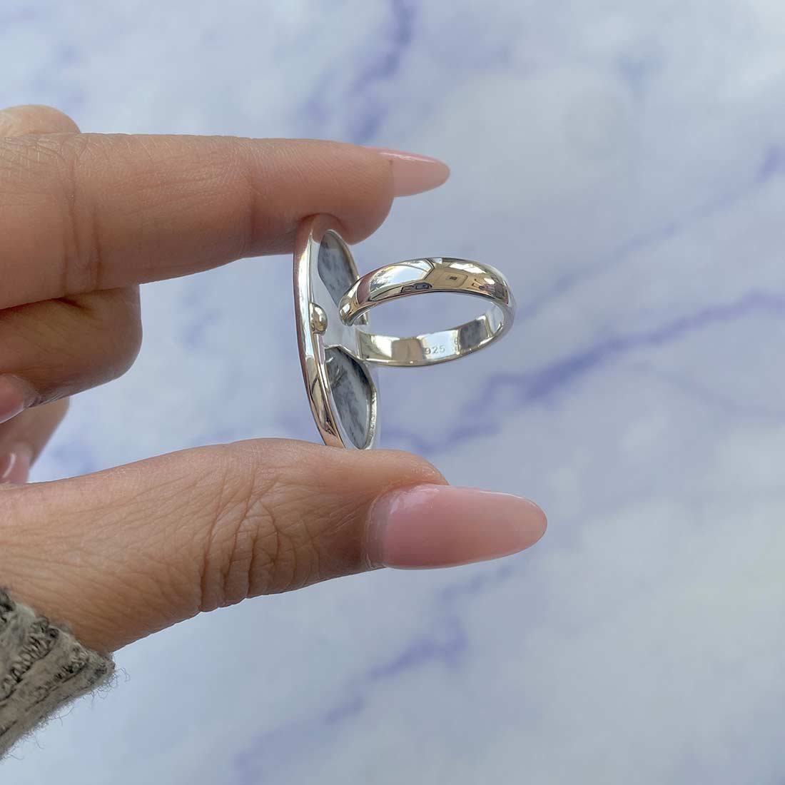 Russian Dendritic Agate Adjustable Ring-(RDA-R-6.)