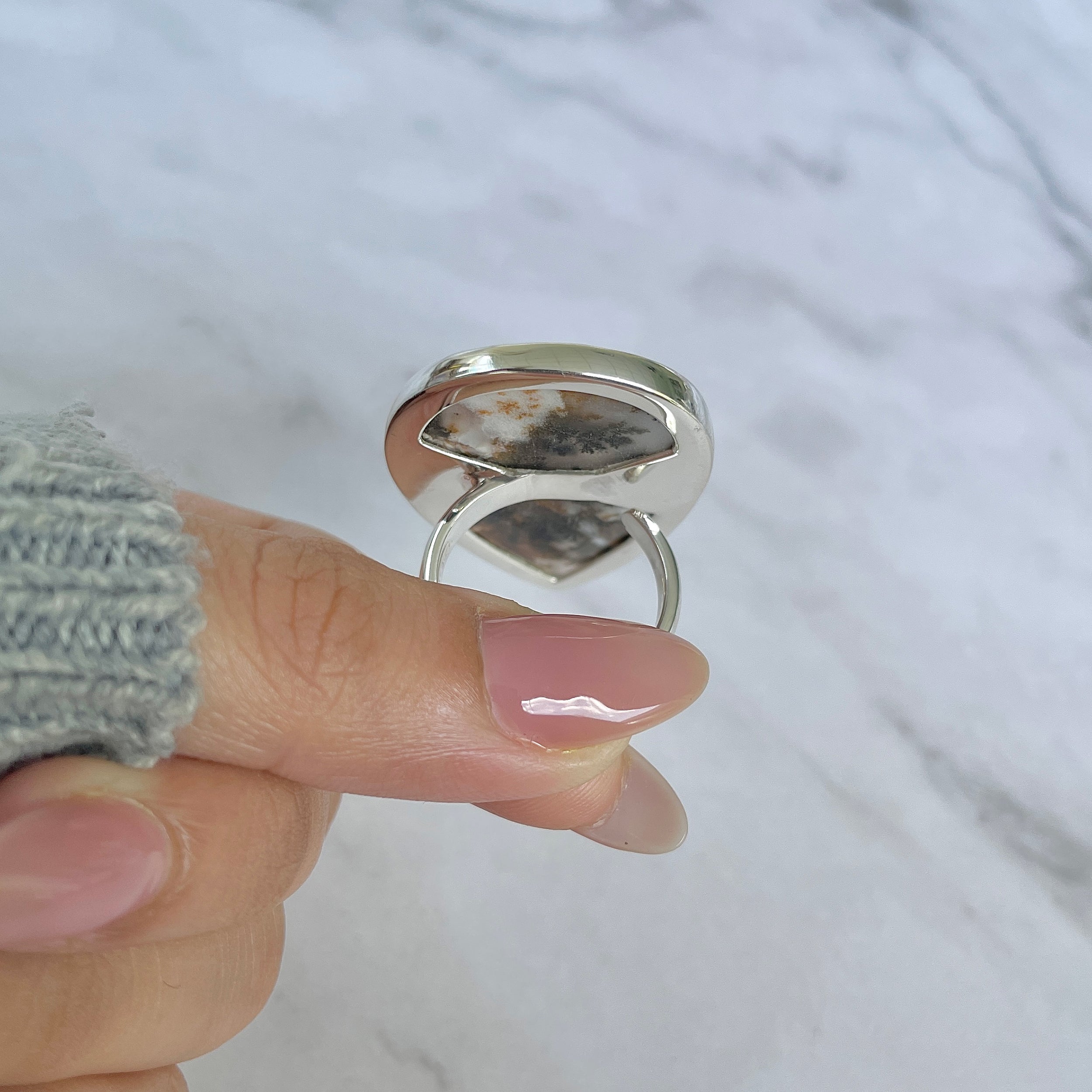 Russian Dendritic Agate Adjustable Ring-(RDA-R-61.)