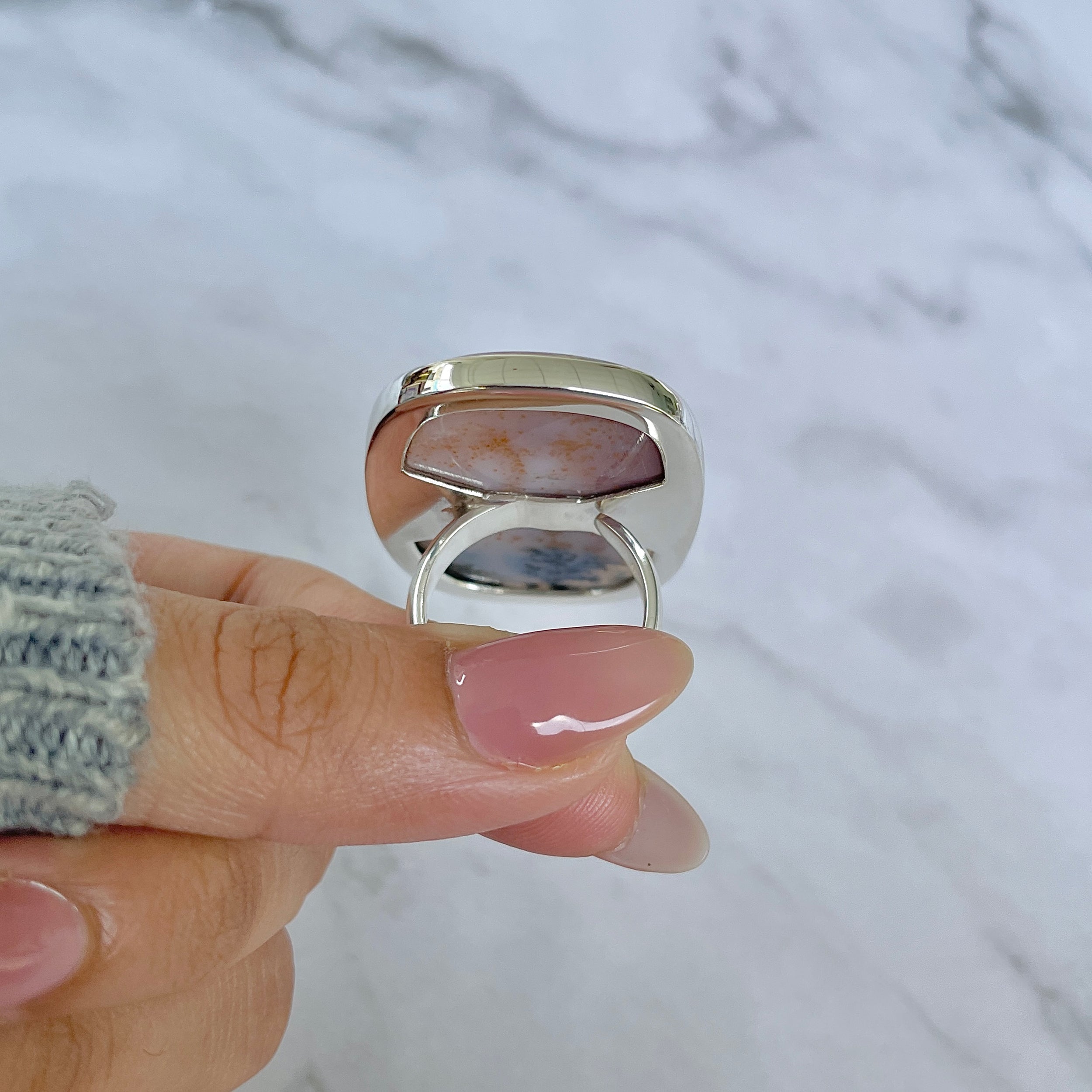 Russian Dendritic Agate Adjustable Ring-(RDA-R-63.)
