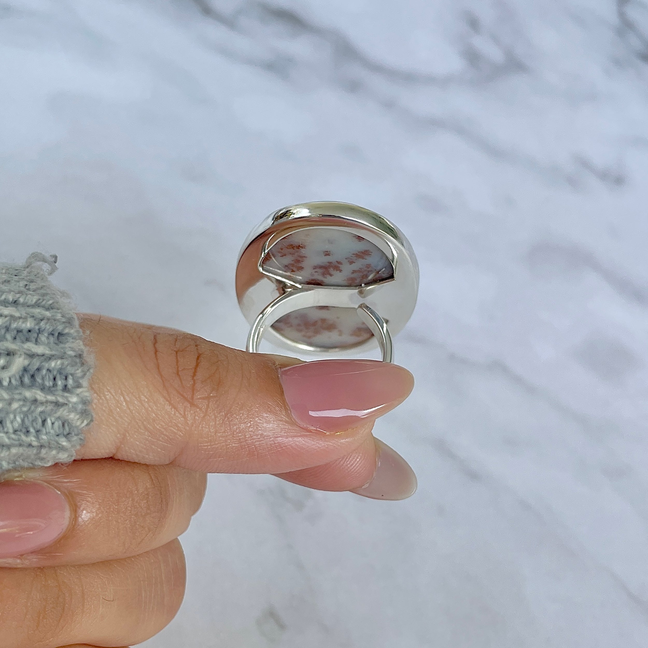 Russian Dendritic Agate Adjustable Ring-(RDA-R-64.)