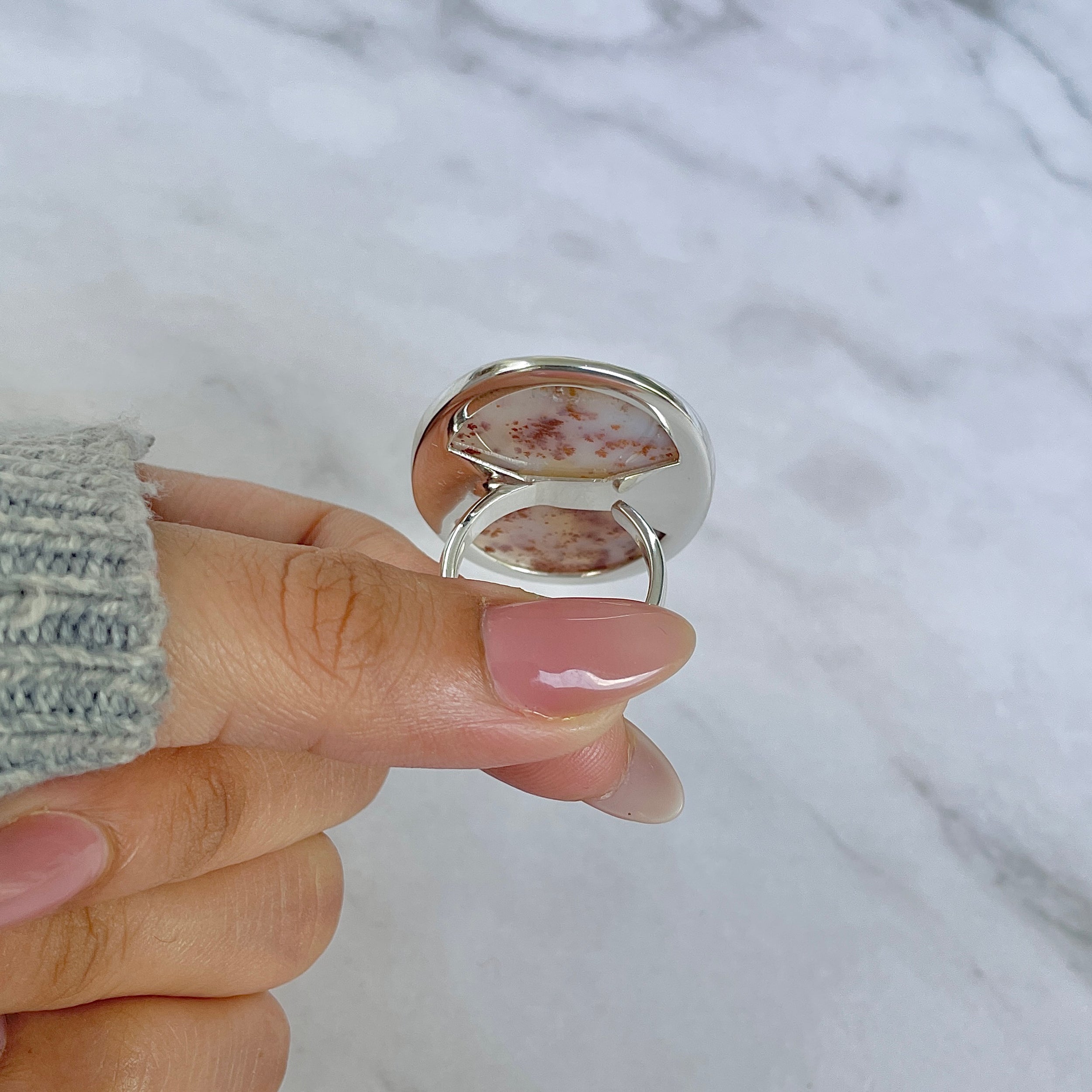 Russian Dendritic Agate Adjustable Ring-(RDA-R-66.)
