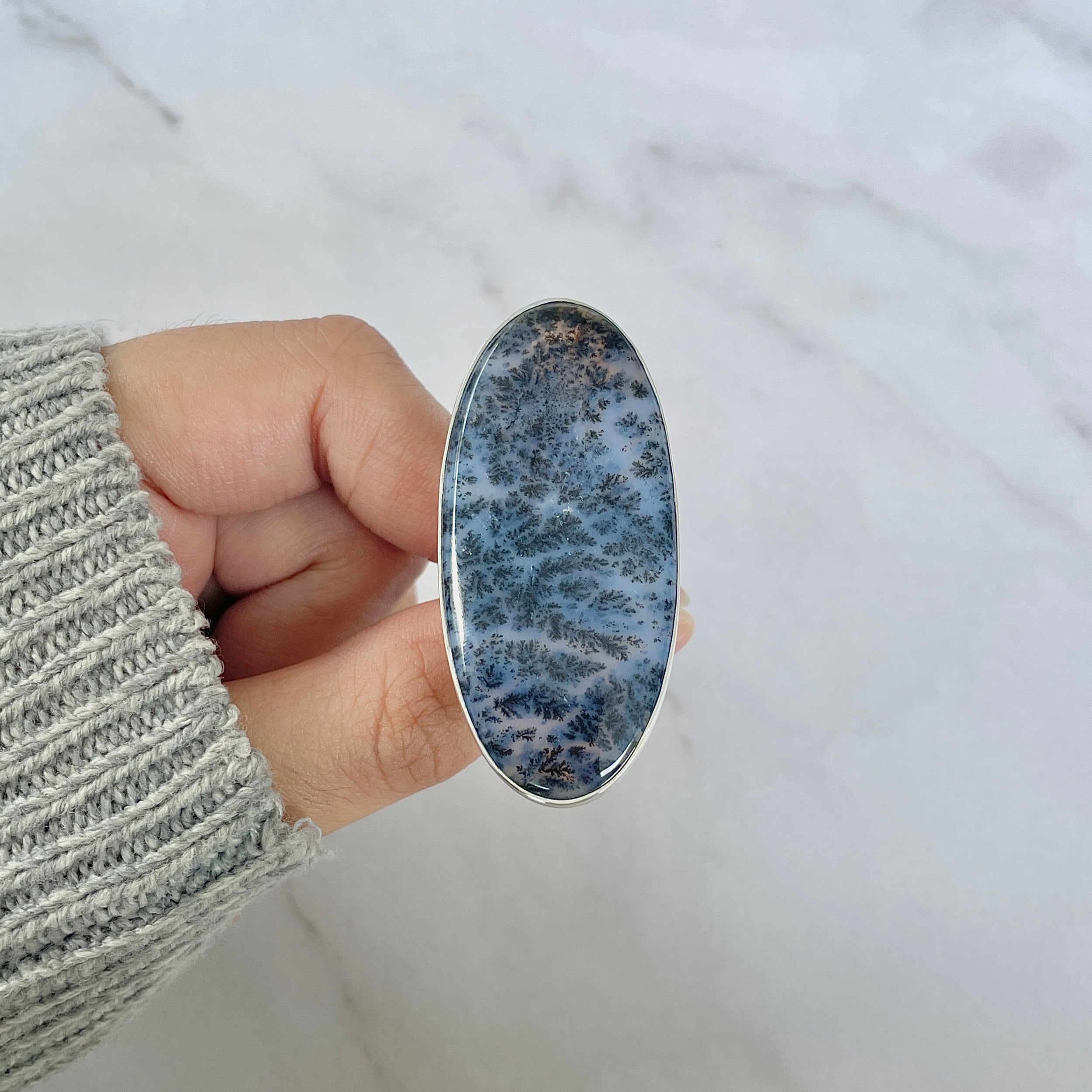 Russian Dendritic Agate Adjustable Ring-(RDA-R-67.)